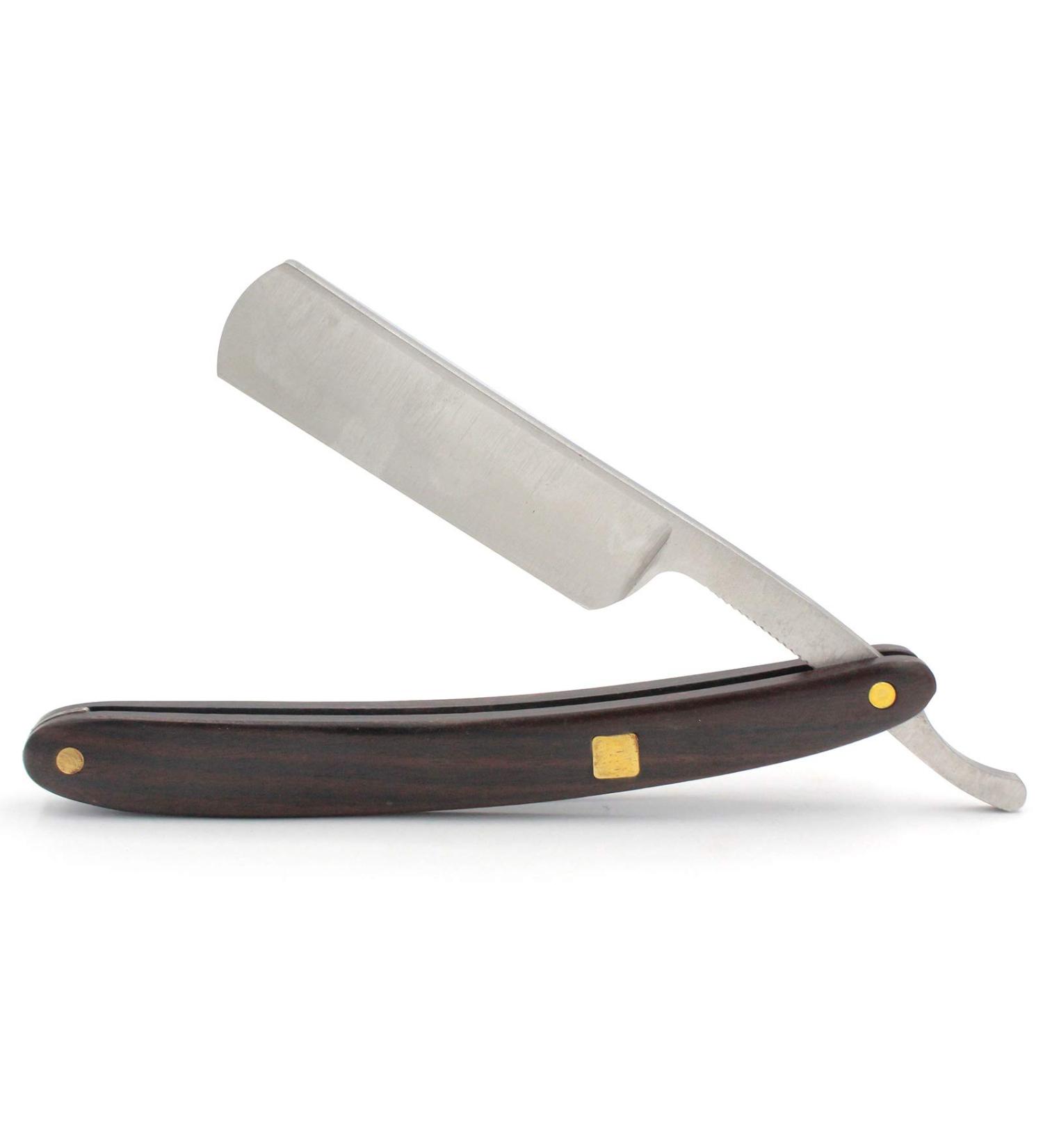 Rosewood Straight Edge Razor - Stainless Steel Cutthroat Vintage Barber Razor - Buy Online on GoSupps.com
