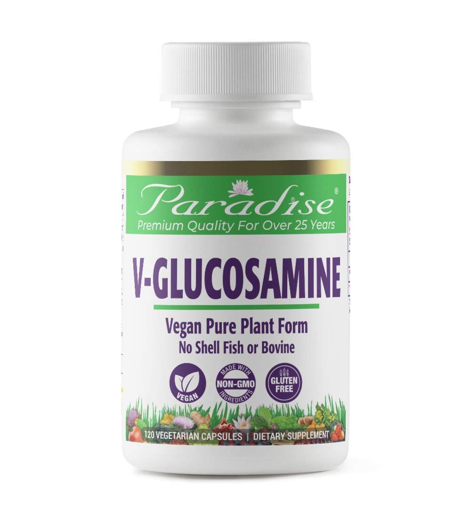 Paradise Herbs V-Glucosamine 750 mg - 120 Vegetarian Capsules for Joint Health - Buy Online on GoSupps.com
