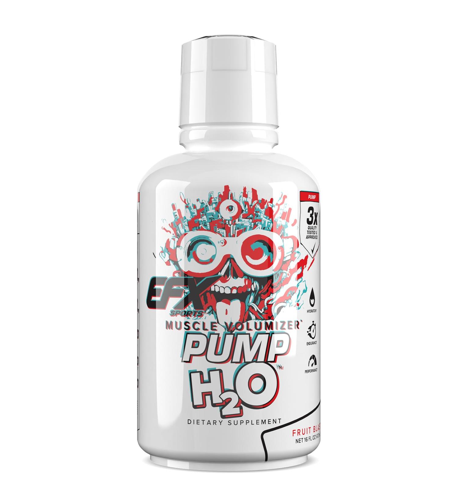 EFX Sports Pump H2O Muscle Volumizer | Clear Liquid Formula | 10g Pure Vegetable Glycerol | Buffered Taurine & Glycine | Zero Sugar | 16 Fl Oz (Fruit Blast) - Buy Online on GoSupps.com