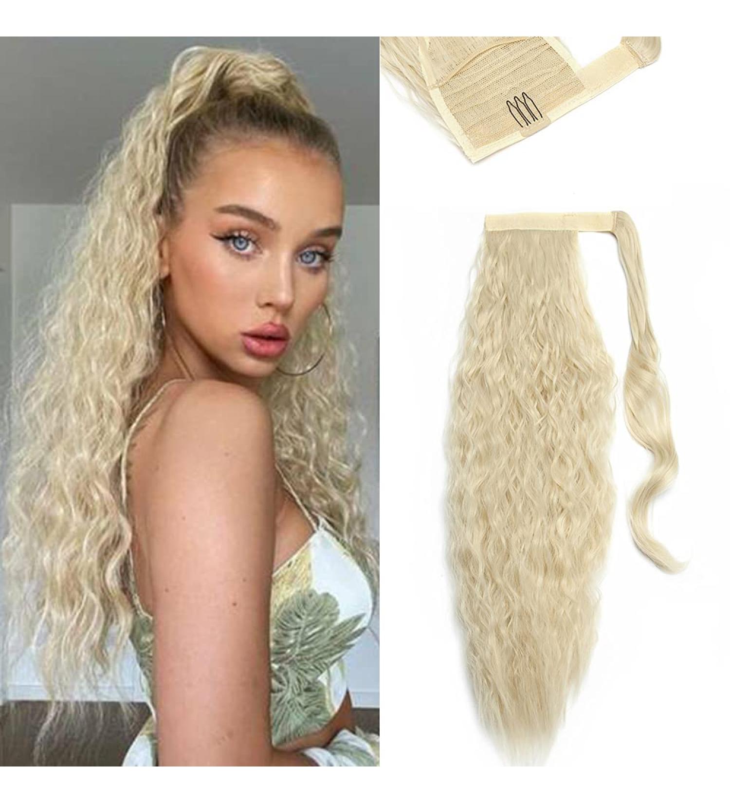 Sego 50cm Wavy Ponytail Hair Extension - Curly Synthetic Hair Braid in 613C Blonde - International Shipping - Buy Online on GoSupps.com