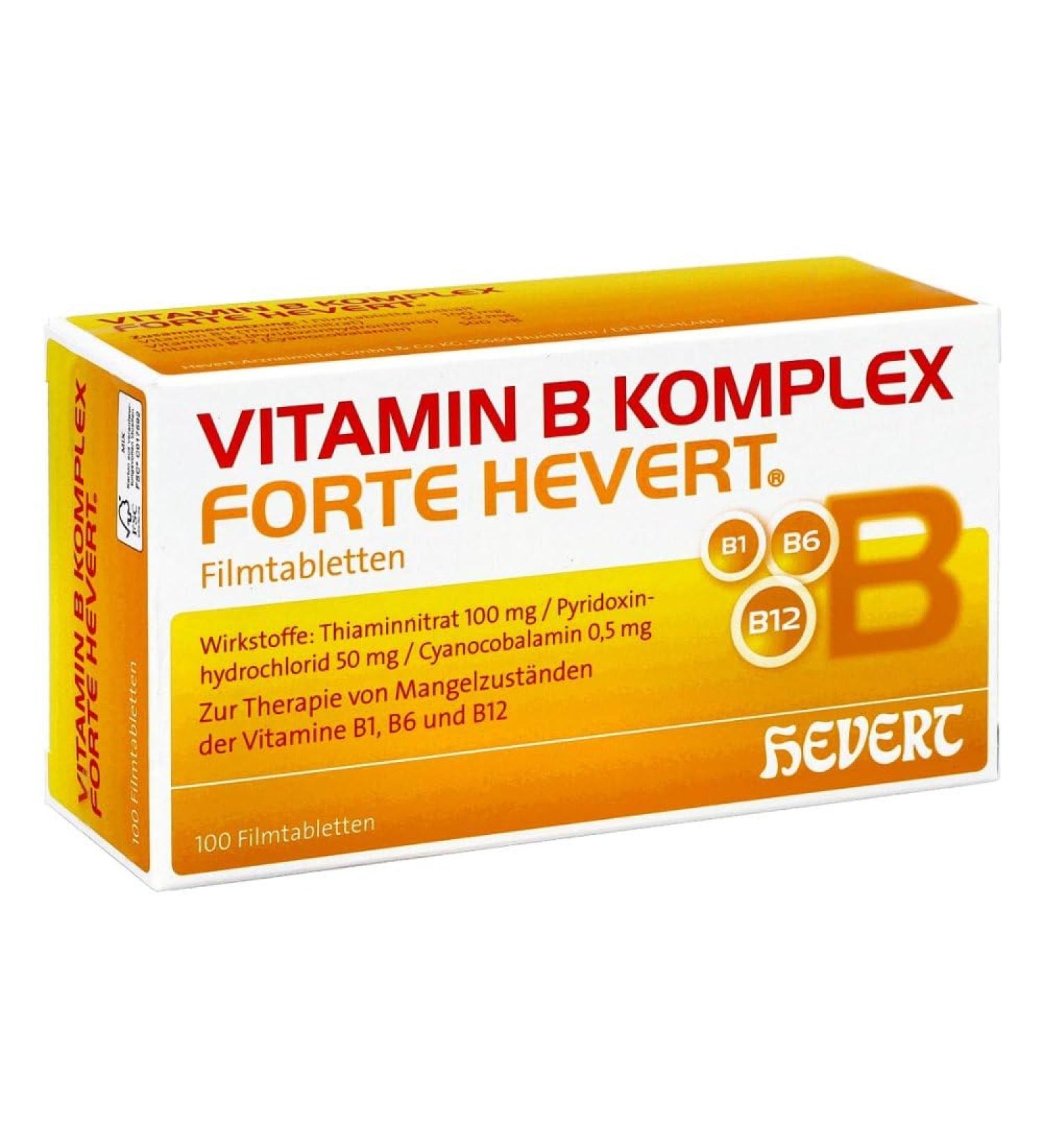 Vitamin B Complex Forte Hevert Tablets - 100 Count for Optimal Health | International Shipping Available - Buy Online on GoSupps.com