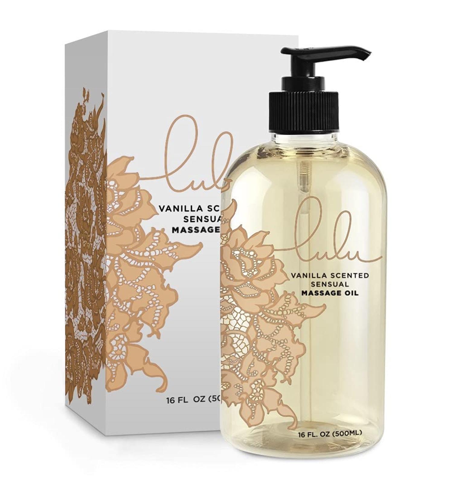Lulu Massage Oil with Fractionated Coconut Oil - 16 oz (Vanilla) | Relax & Rejuvenate | International Shipping - Buy Online on GoSupps.com