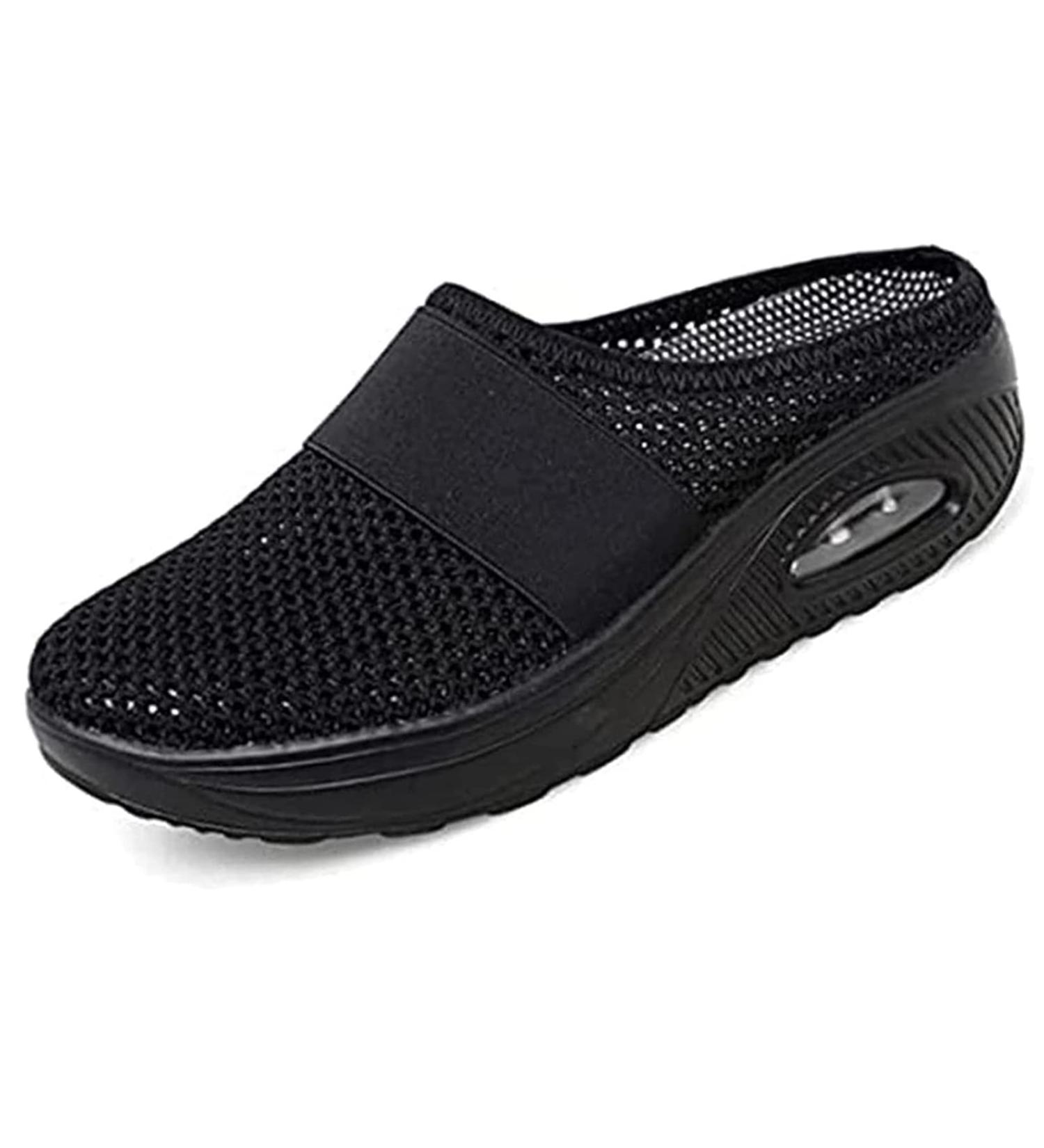 Diabetic Air Cushion Slip-On Orthopedic Walking Shoes for Elderly Women - Diabetic Plantar Fasciitis, Bunions, Arthritis - Black, Size 7 - Buy Online on GoSupps.com