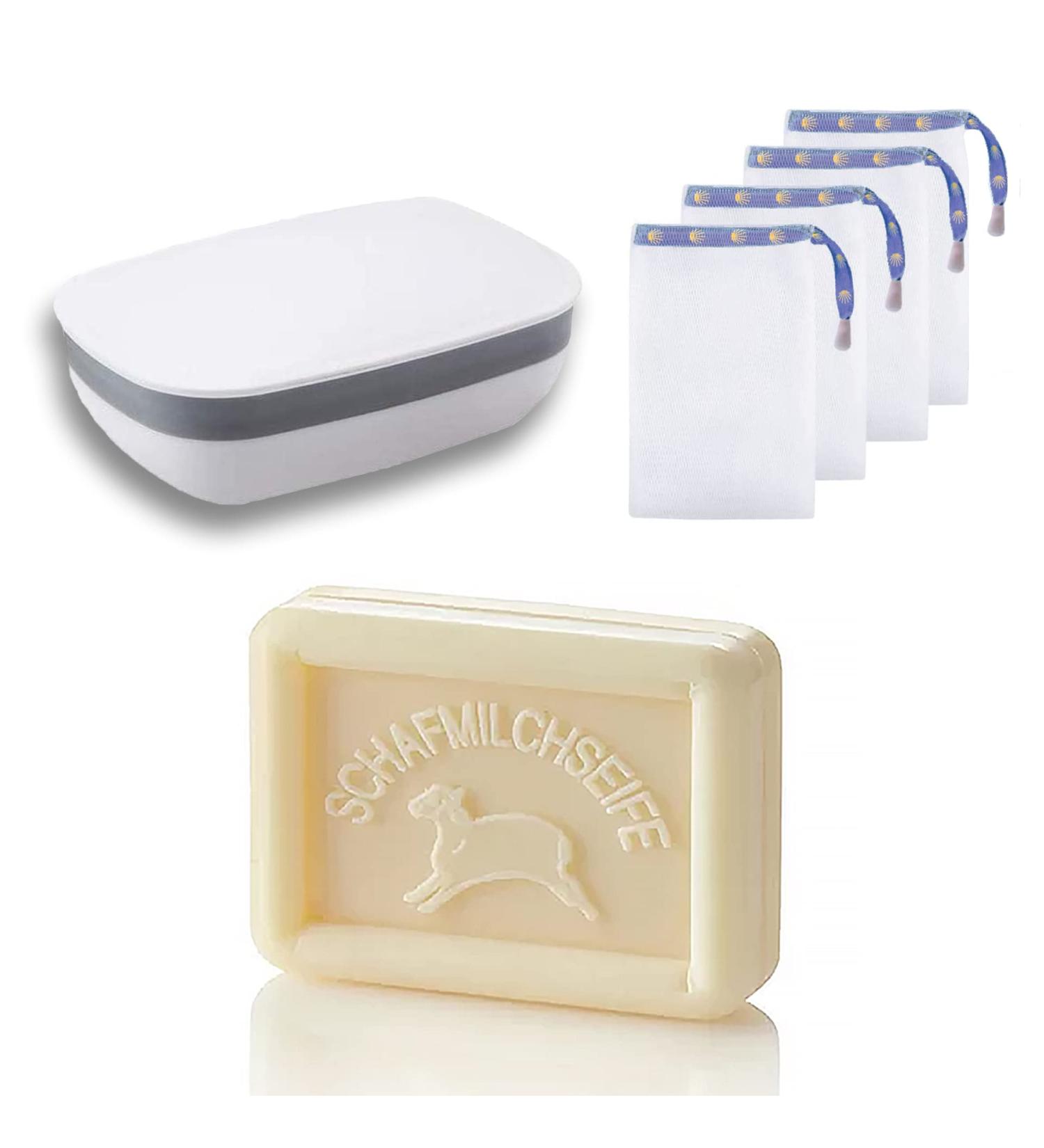 Buen Camino Waschset - Premium Sheep Milk Soap Set for Pilgrims | 4 Soap Bags & Shower Friendly | Perfect for Sensitive Skin - Buy Online on GoSupps.com