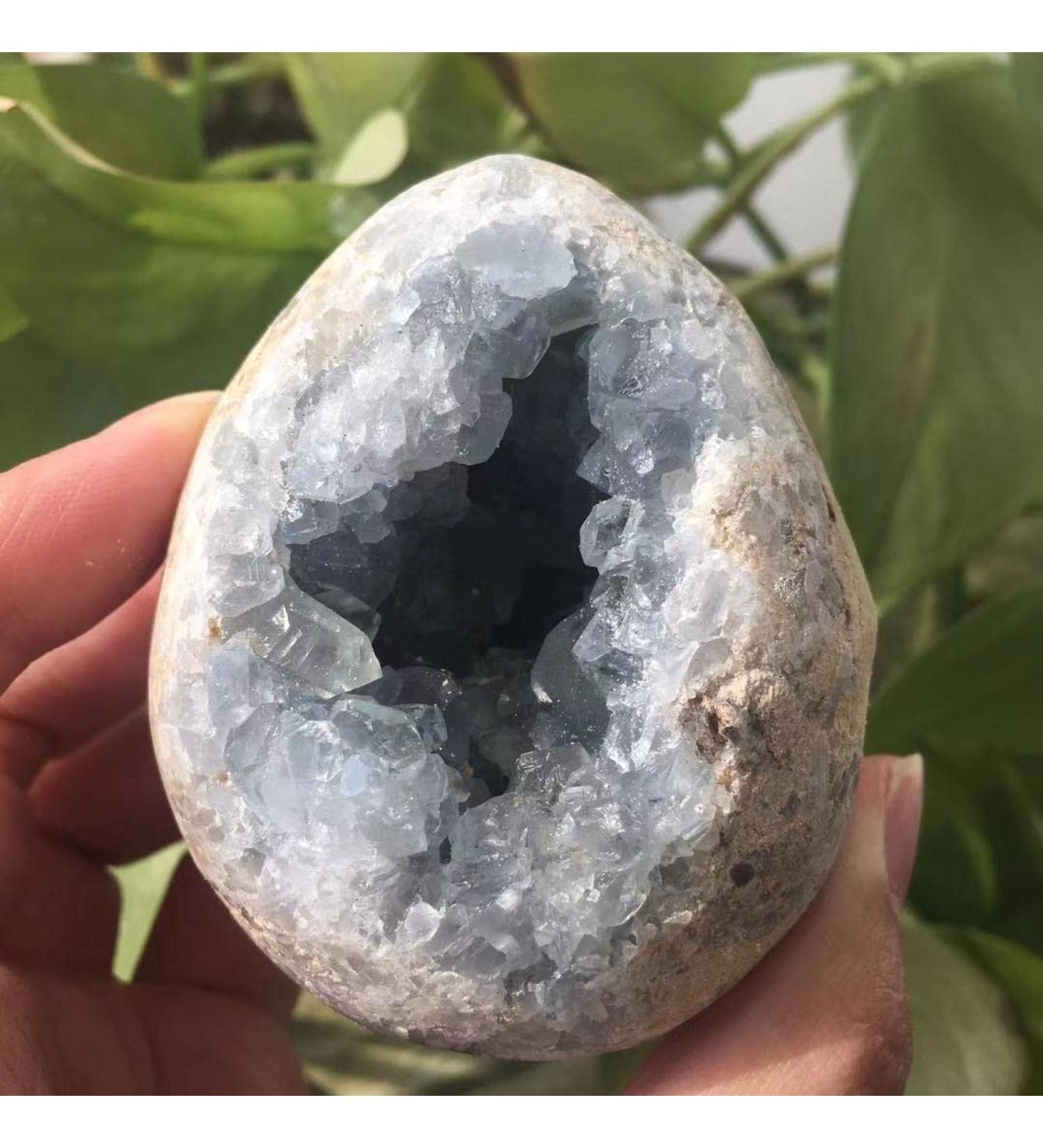 Crystal Rough Specimen Healed Natural Celestite geode Quartz Cluster Crystal Specimen As a Gift (Color : 407g)