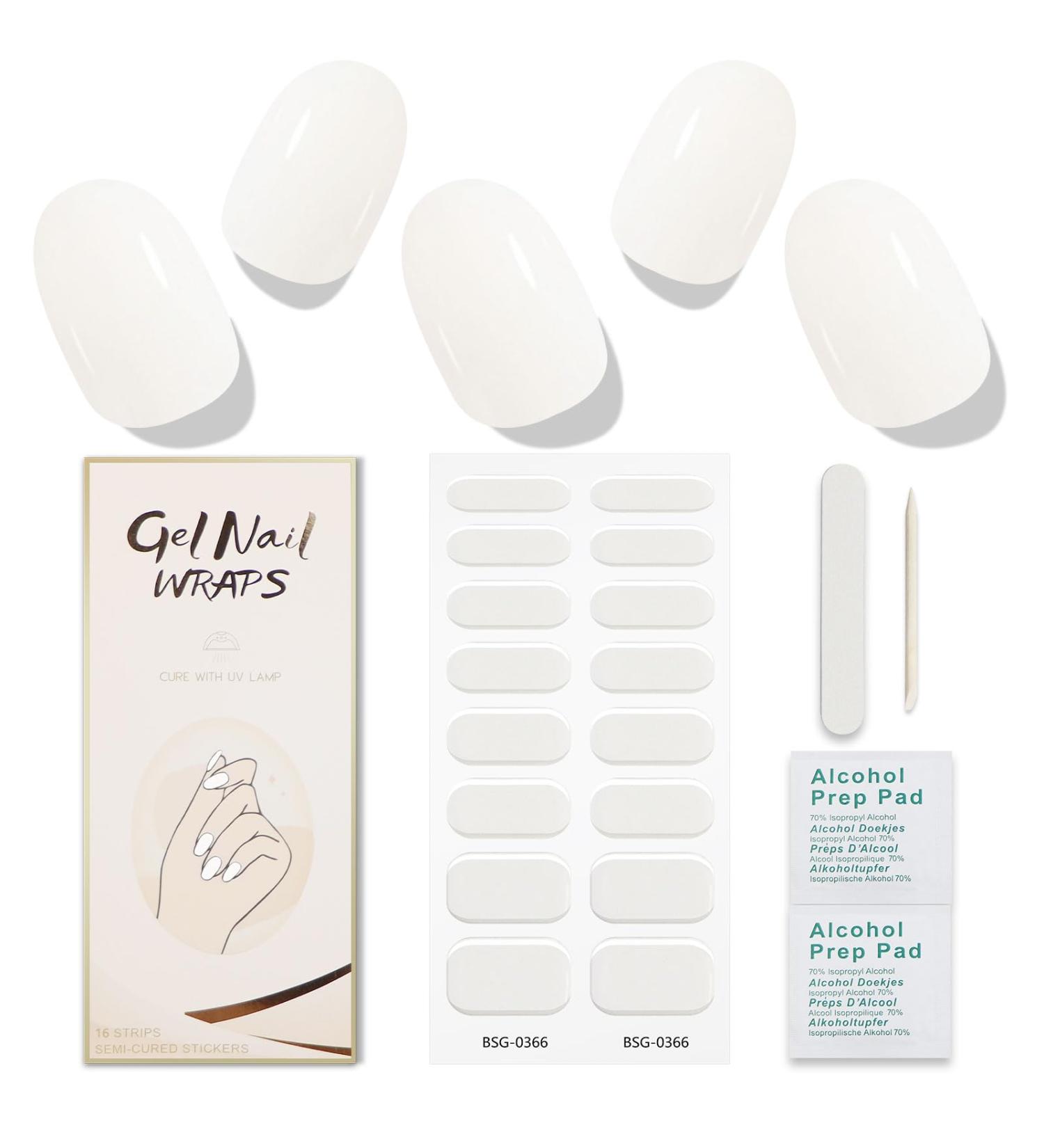 JMEOWIO White Gel Nail Foils - Self-Adhesive UV Curing Nail Stickers for Stunning Nail Designs | International Shipping Available - Buy Online on GoSupps.com