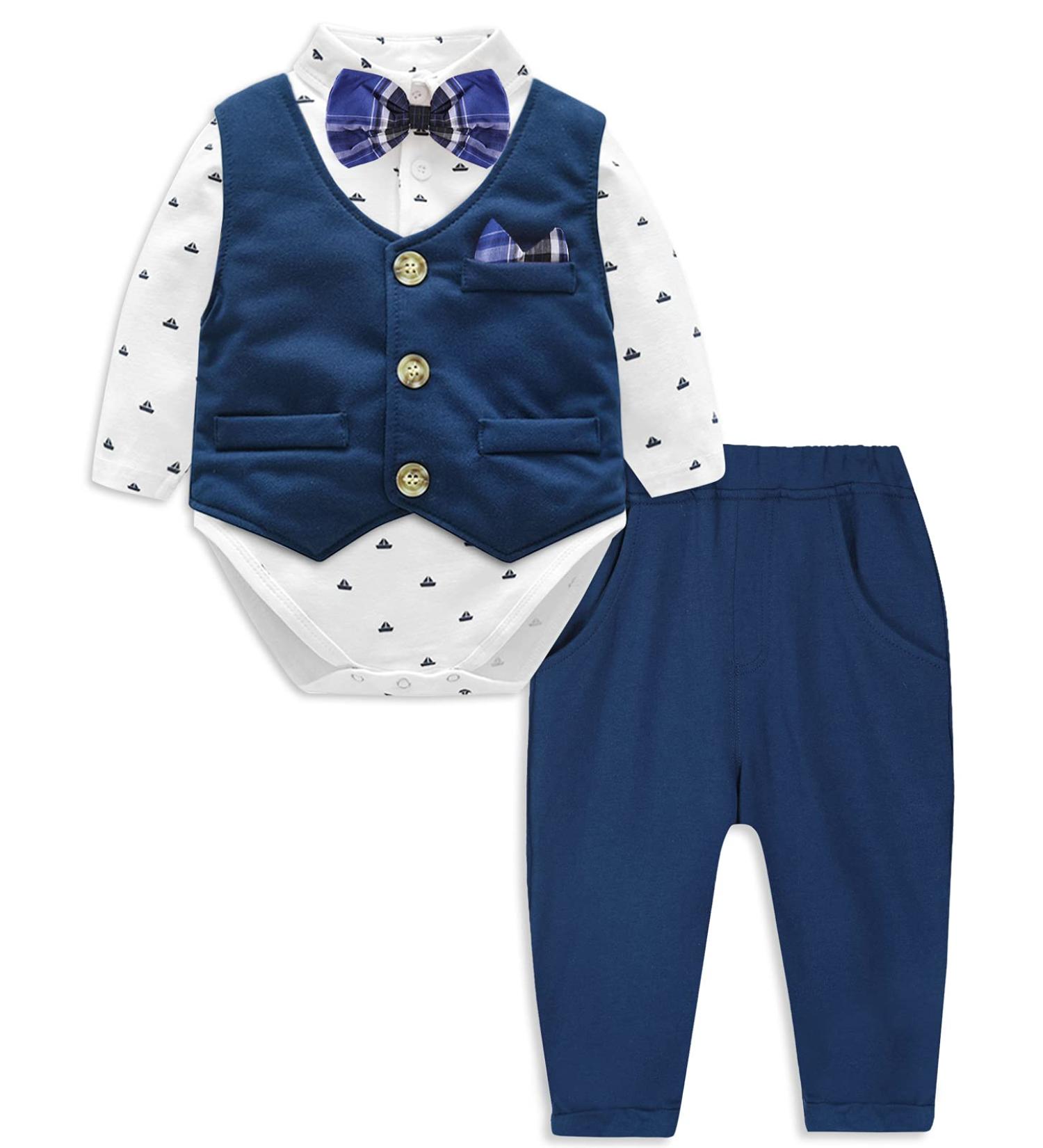 Mint Green Baby Boys Formal Outfit 3-Piece Gentleman Tuxedo Set Navy Blue 12-18 Months - Buy Online on GoSupps.com