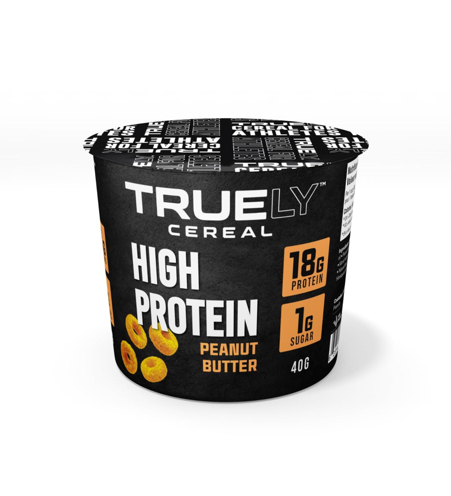 Truely High Protein Cereal Cups Pack of 12 (Peanut Butter)