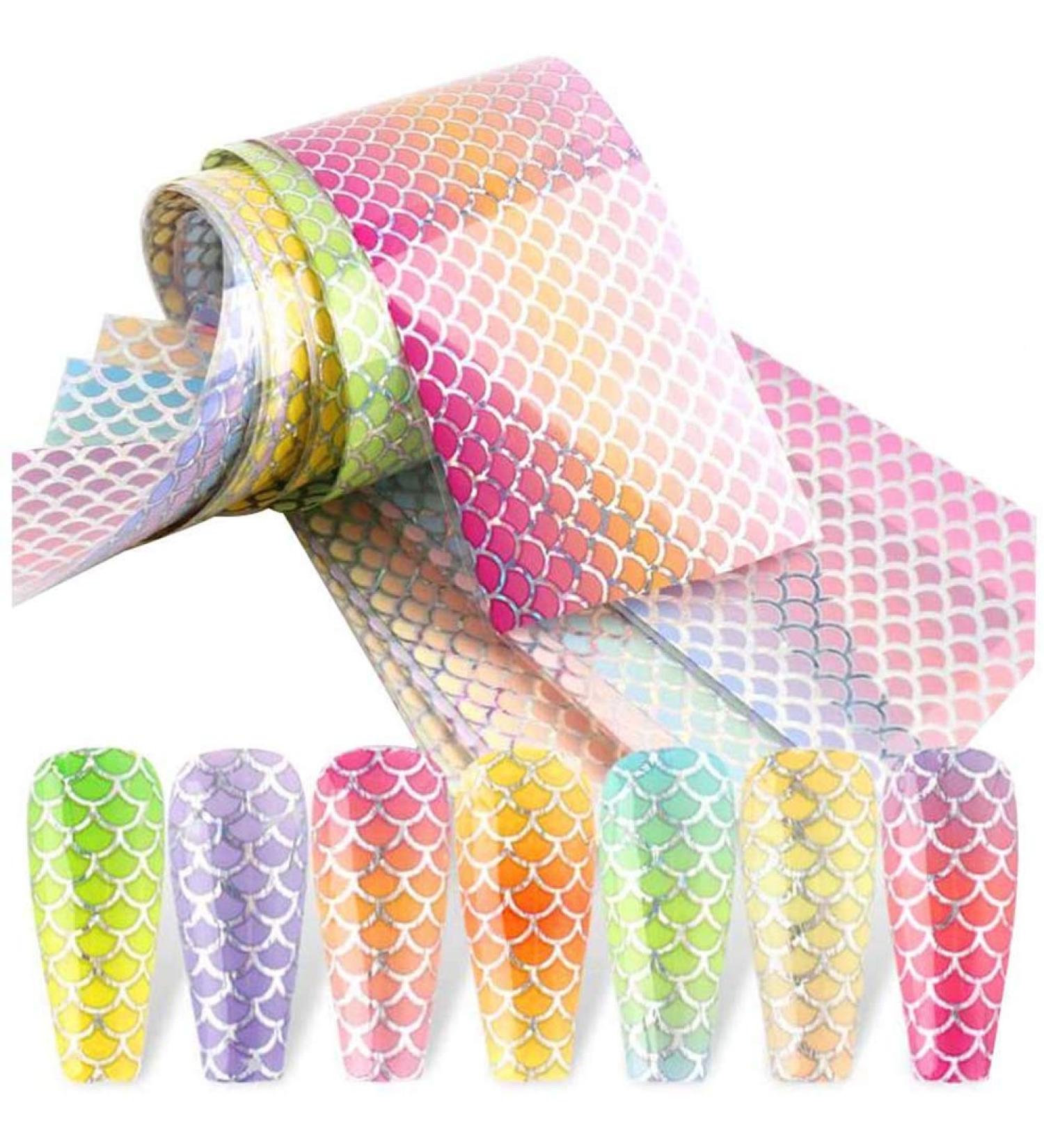 Mermaid Nail Foil Transfers Stickers 10 Sheets Holographic Iridescent Nail Art Decals Fish Scales Pattern Laser Starry Sky Nail Art Stickers Wraps DIY Decoration Manicure Transfer Foils - Buy Online on GoSupps.com