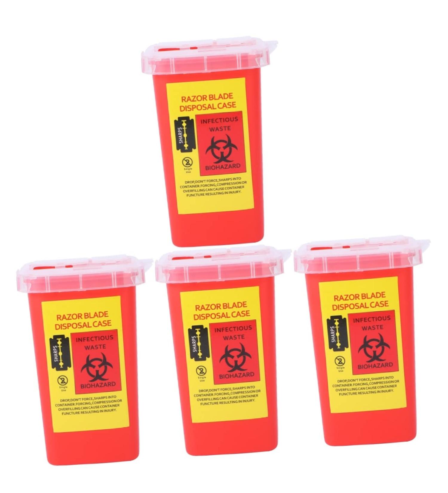 Frcolor 4-Pack Razor Storage & Blade Disposal Containers - Safe Syringe & Razor Waste Box for Barbershops | 15.4x9.5cm - Buy Online on GoSupps.com