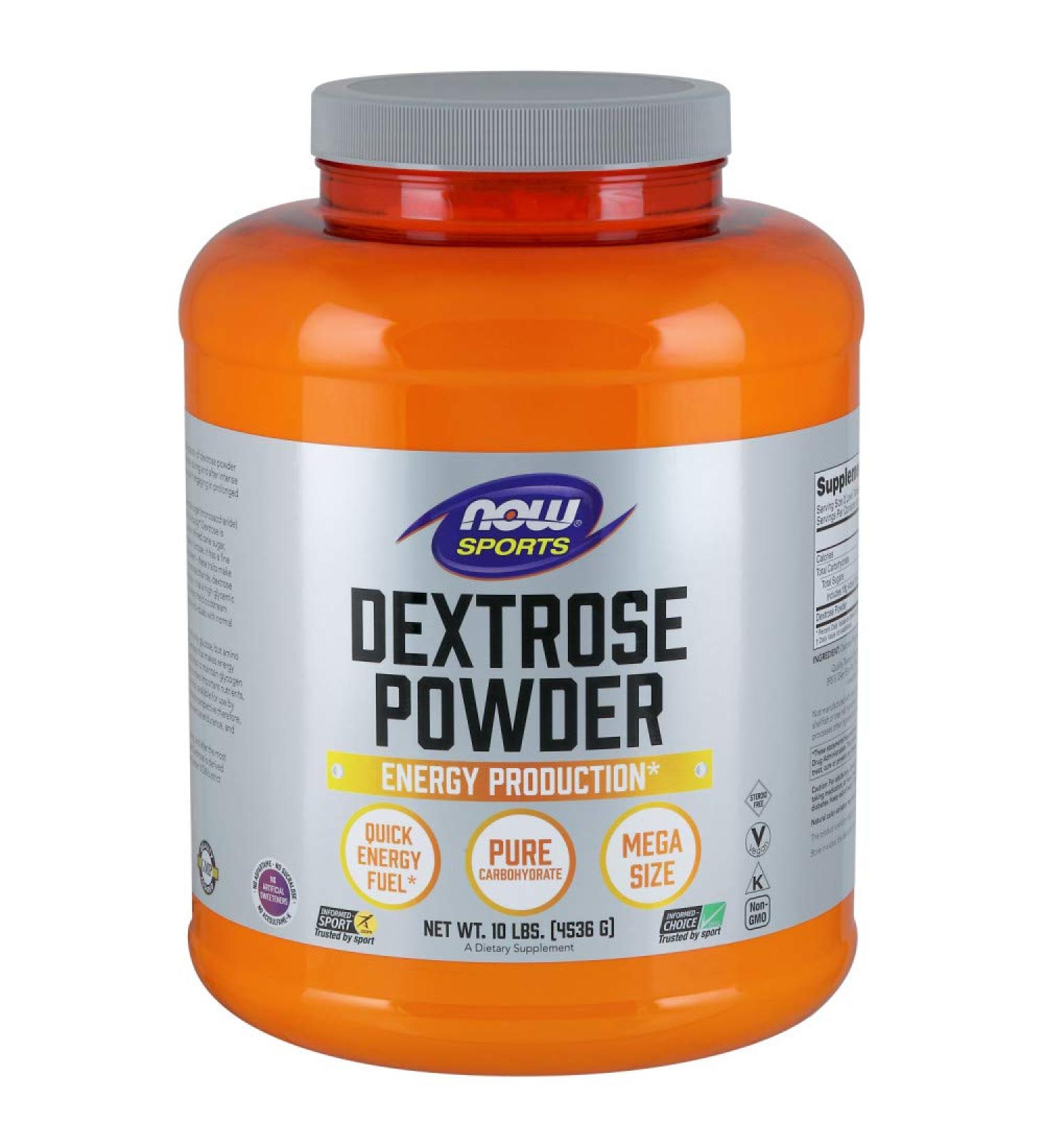 NOW Foods Sports Nutrition Dextrose Powder - 10 lb Monosaccharide for Energy Production - Best International Shipping - Buy Online on GoSupps.com