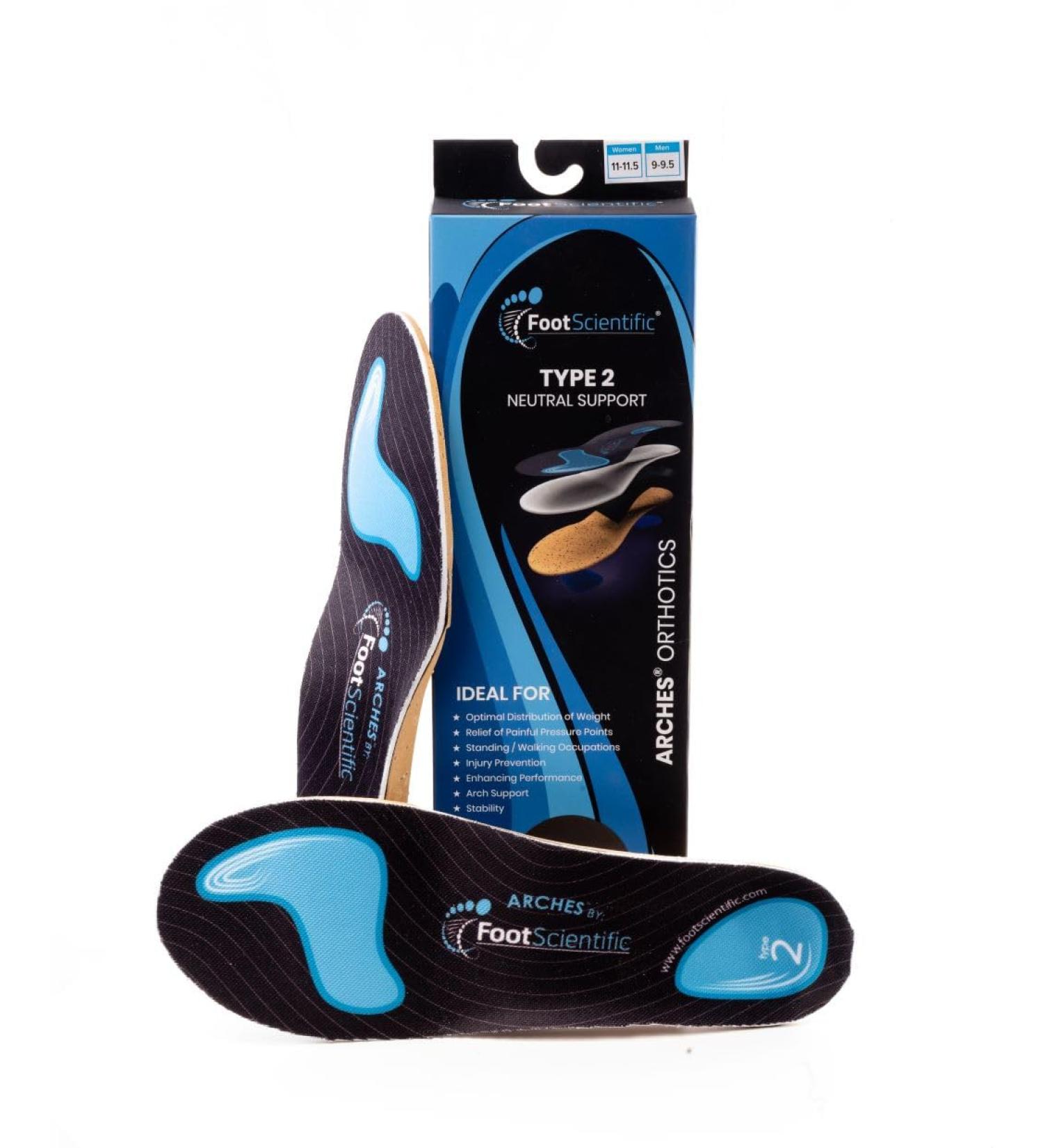 FootScientific Arches Type 2 Orthotic Insoles for Men & Women - Neutral Support Size 4-4.5 / 6-6.5 | International Shipping Available - Buy Online on GoSupps.com