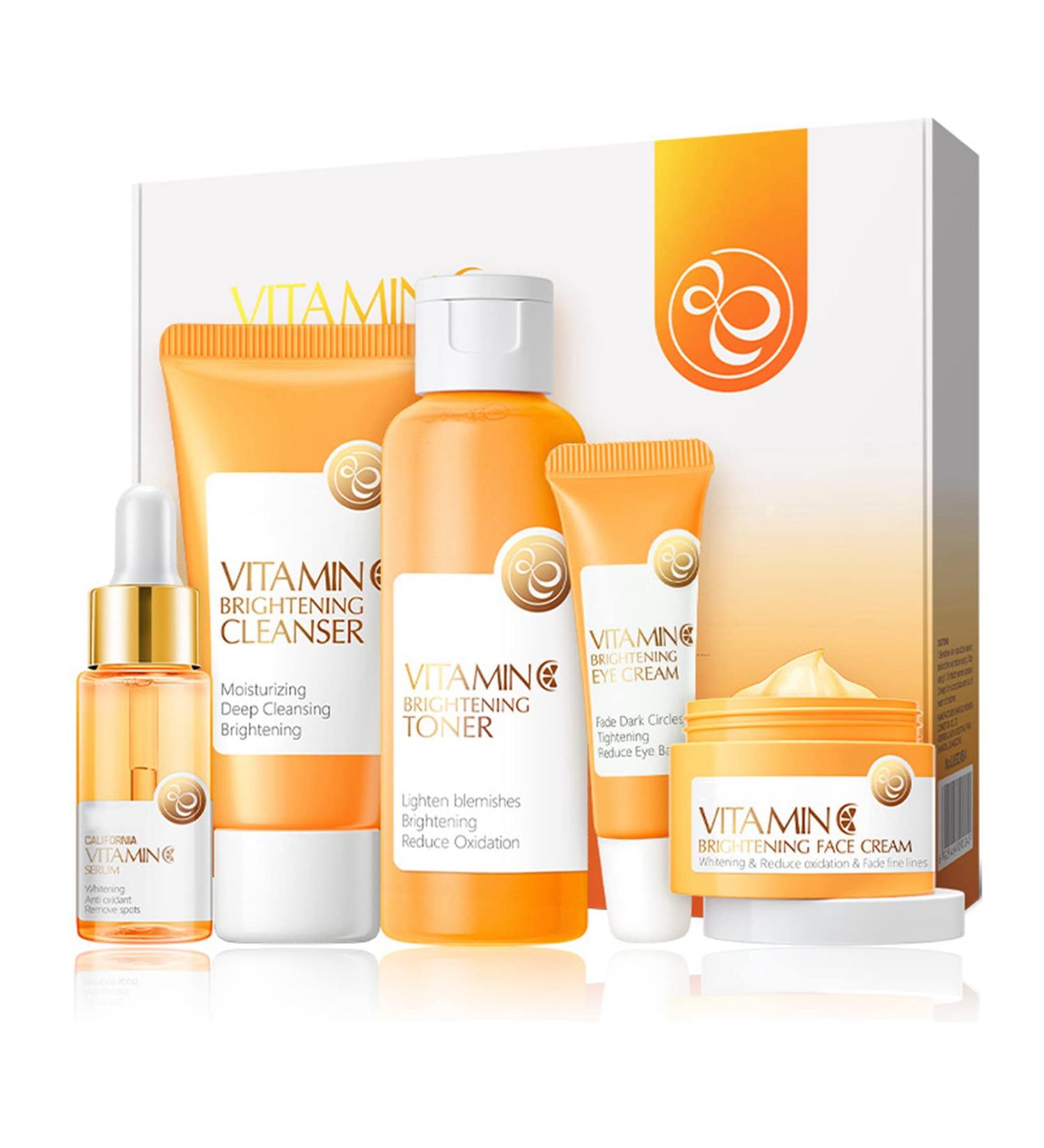 Teenage Girls Skincare Gift Set - Vitamin C Serum Kit for Women - Anti-Aging Daily Skin Care - Includes Cleanser, Face Serum, Cream, Toner, Eye Cream - Buy Online on GoSupps.com