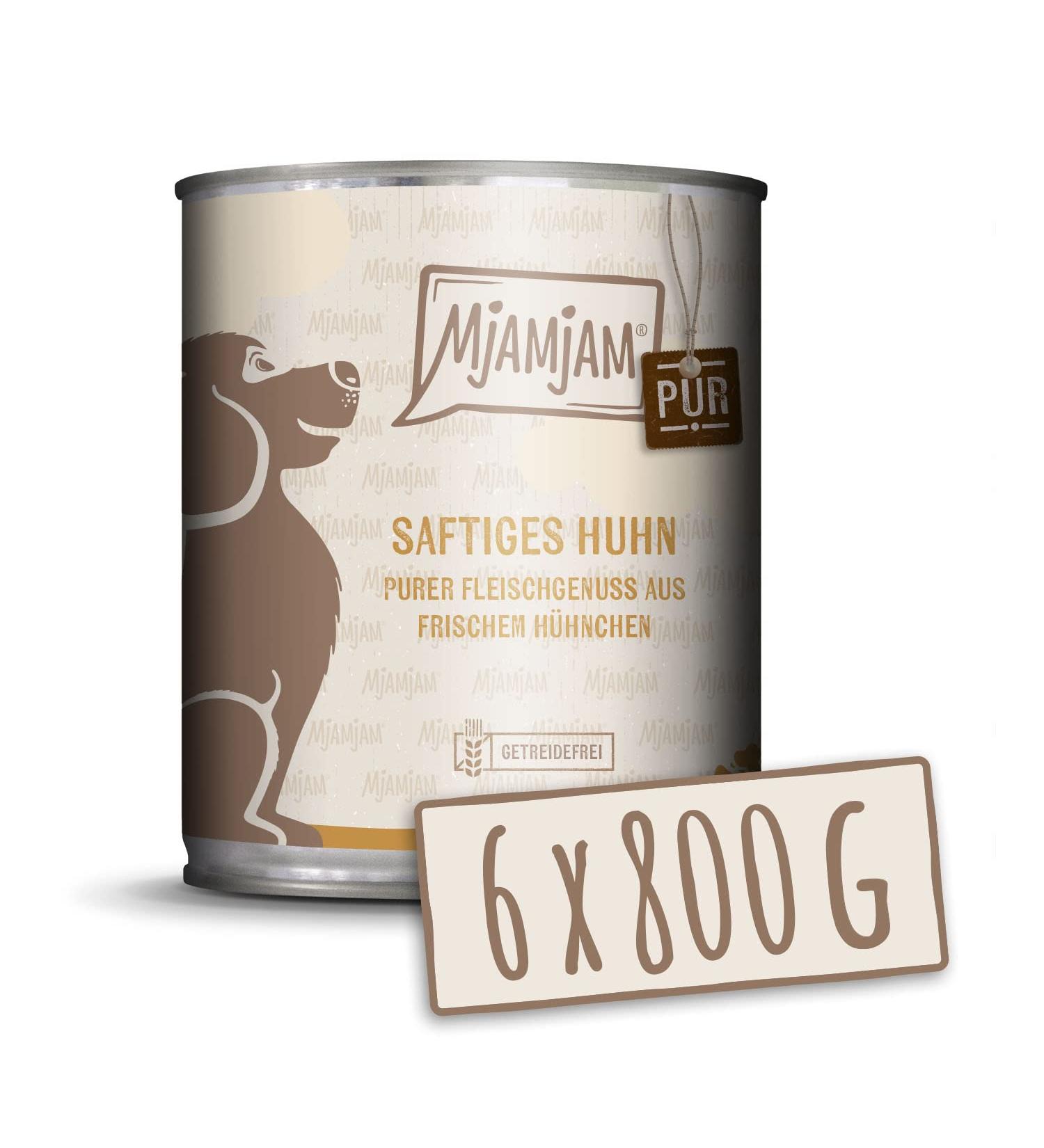 Mjamjam Premium Wet Dog Food - Juicy 800g Chicken & Natural Lambs - 6 Pack Pure Meat Enjoyment - Buy Online on GoSupps.com