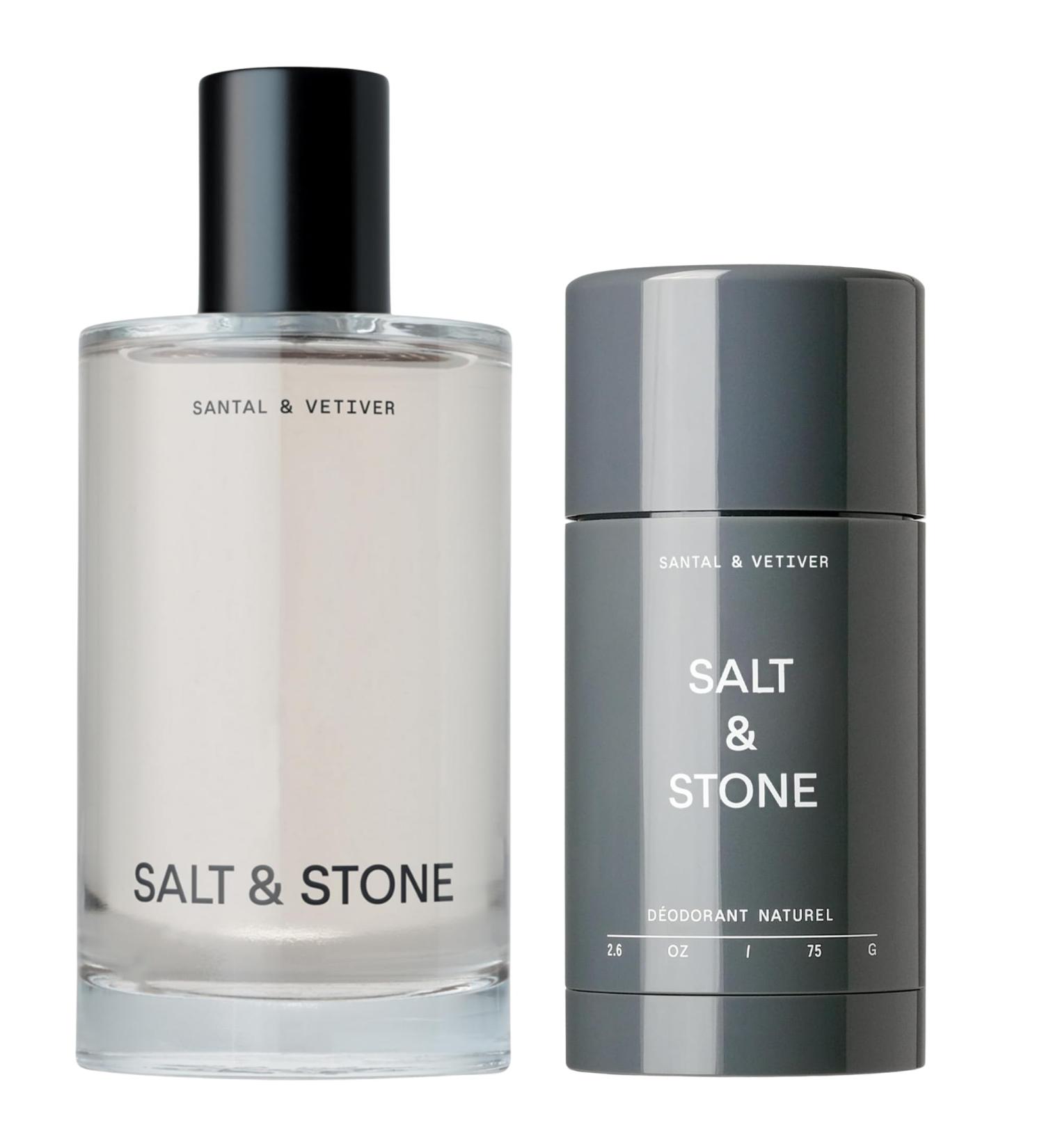 Salt & Stone Body Mist + Sensitive Skin Gel Deodorant Bundle | Santal & Vetiver - Buy Online on GoSupps.com