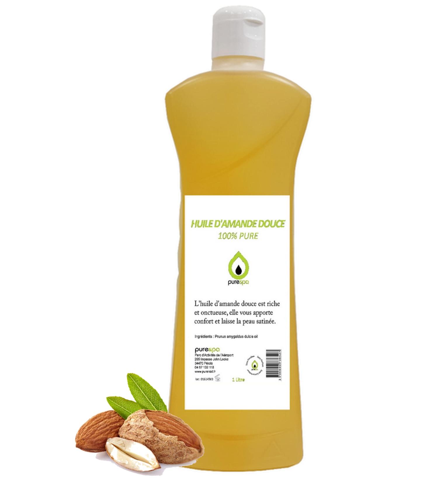 Purespa by Purenail - 100% Pure Sweet Almond Oil - 1 Liter - Cold Pressed - Body and Skin Care