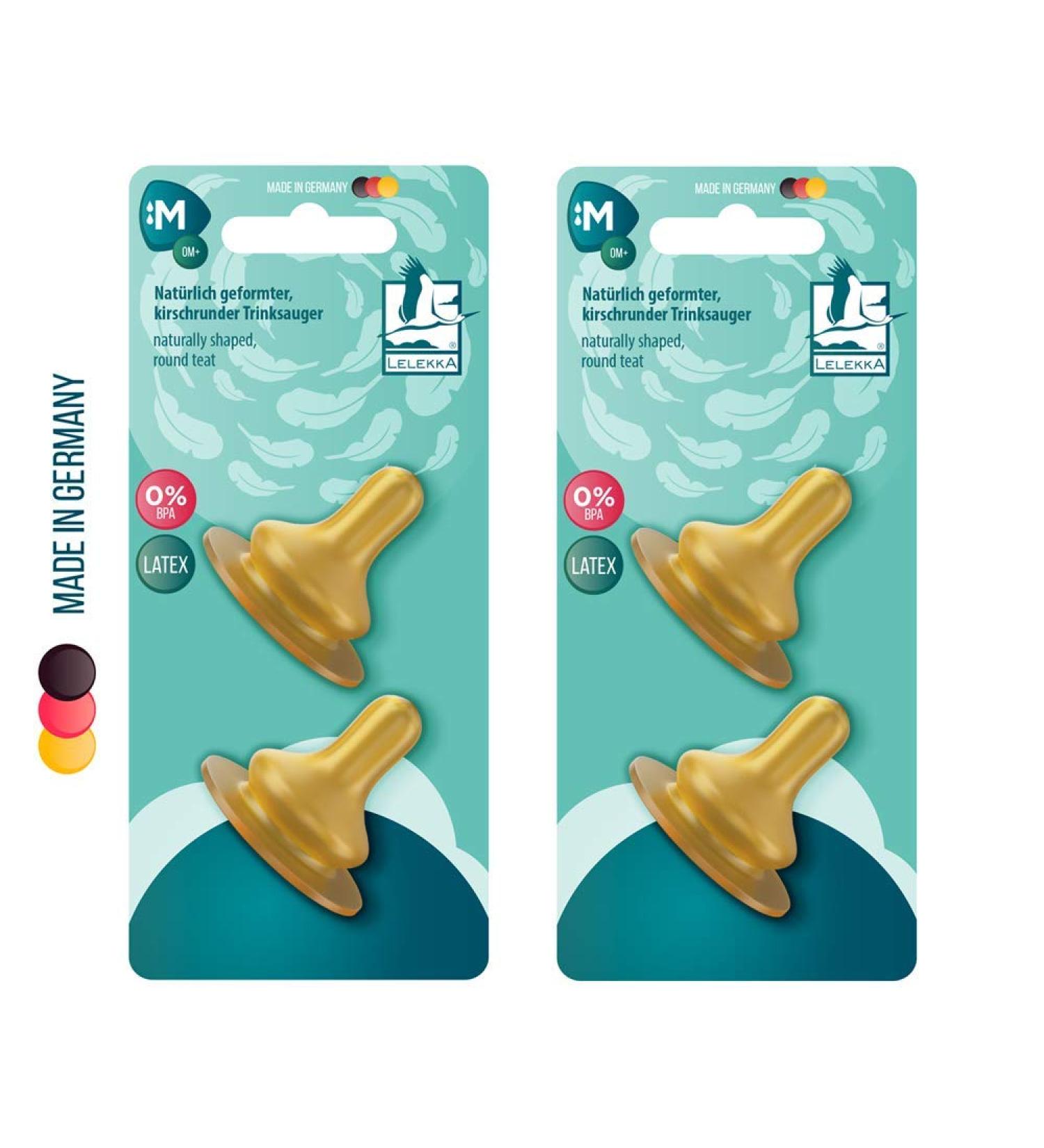 Lelekka Natural Latex Round Teat Size M - Pack of 4 | Medium Suction for Milk & Baby Food | International Shipping - Buy Online on GoSupps.com