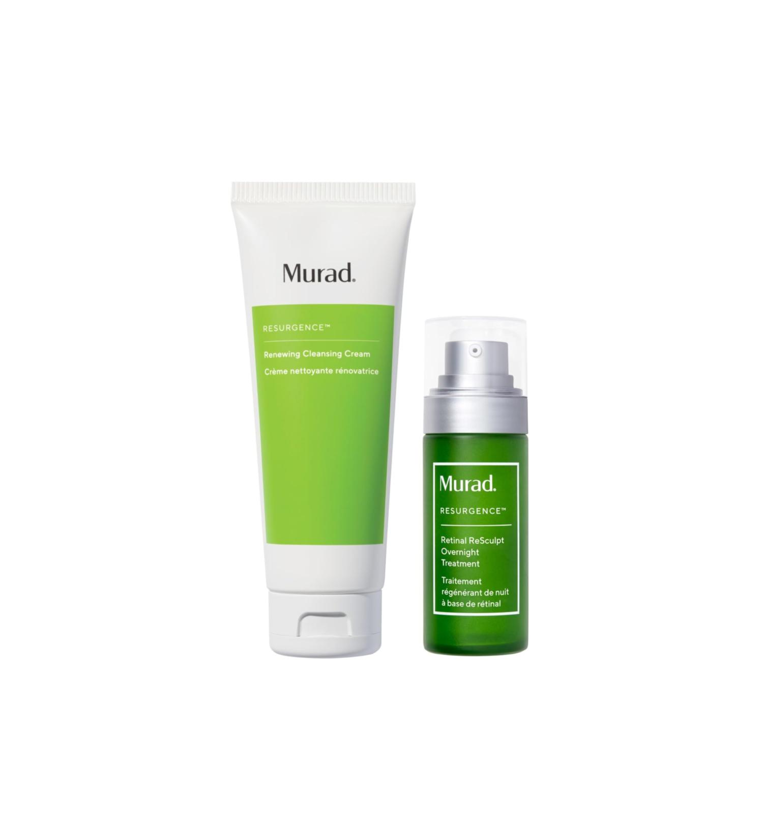 Murad New & Sculpted Combo - Full Size Renewing Cleansing Cream and Retinal ReSculpt Overnight Treatment for Reducing Crepey Skin and Wrinkles and Tightening Skin Set of 2 - Buy Online on GoSupps.com