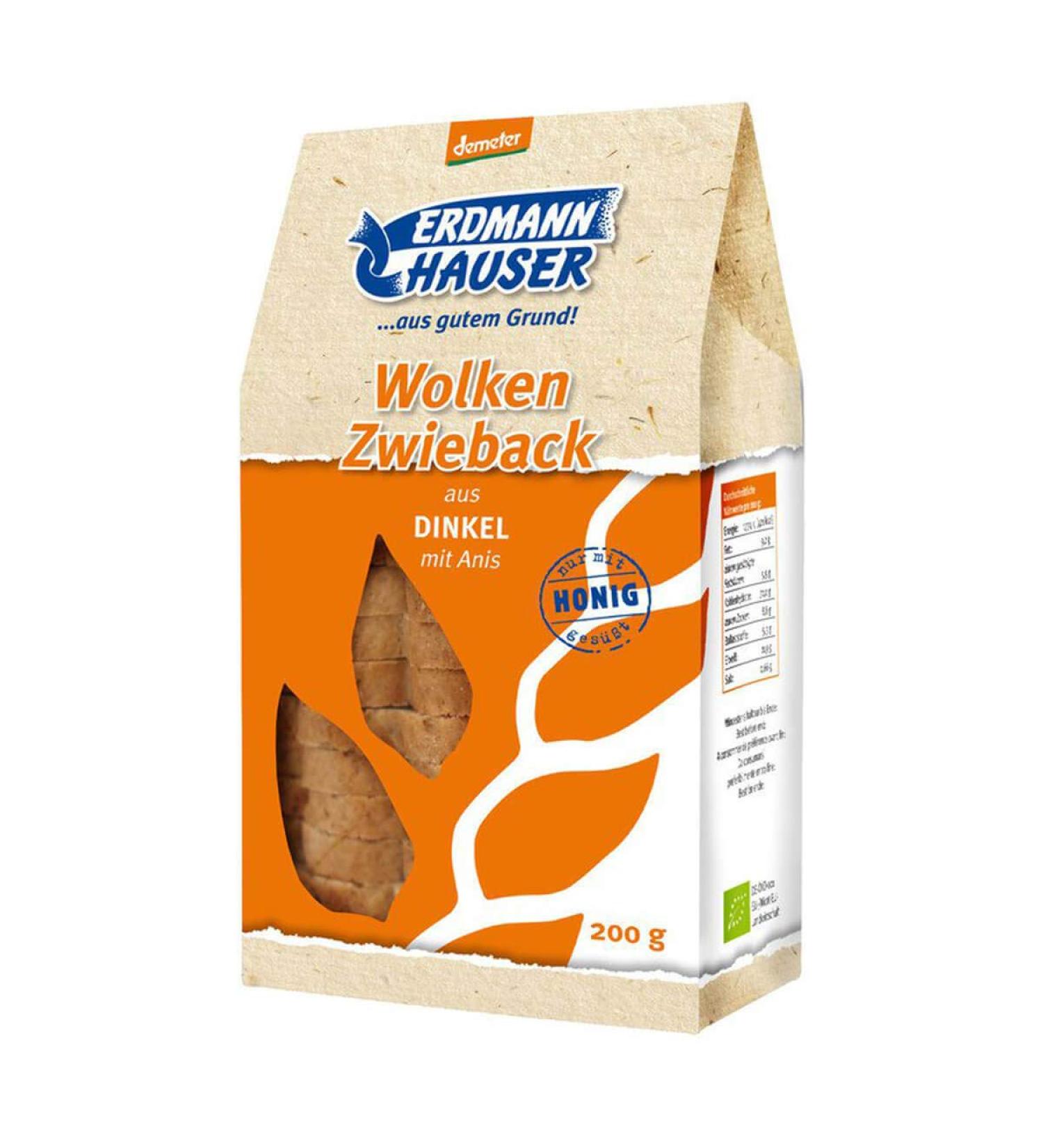 ErdmannHauser - demeter Wolken Zwieback made from spelt with anise - 200 g - pack of 6