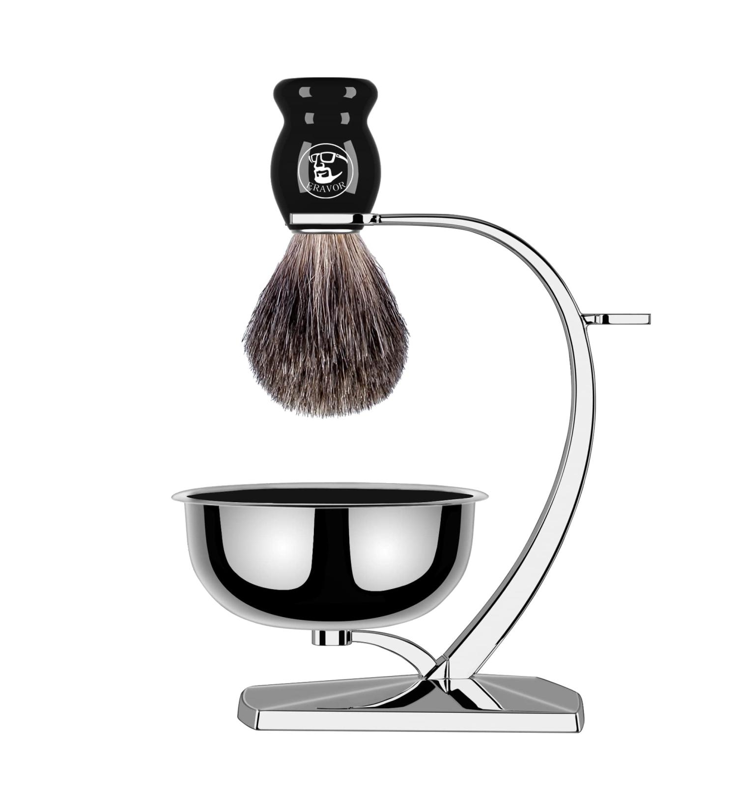 Eravor Luxury Wet Shaver Set | Synthetic Brush Stainless Steel Rack & Bowl | Perfect Father's Day Gift for Husband & Dad - Buy Online on GoSupps.com