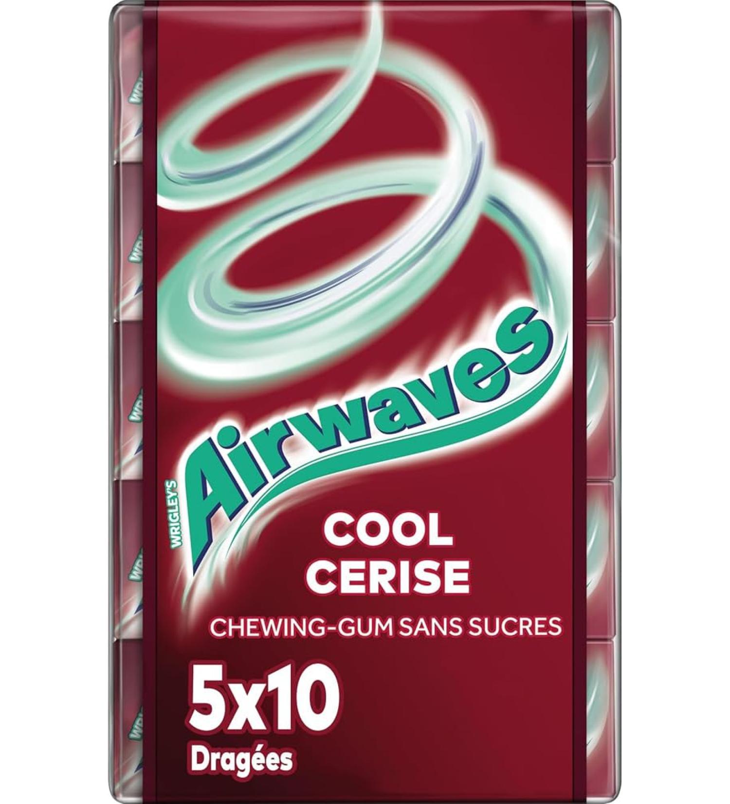 AIRWAVES - Chewing gum Cool Cherry without sugars - 5 packs of 10 dragees - 70 g - Buy Online on GoSupps.com