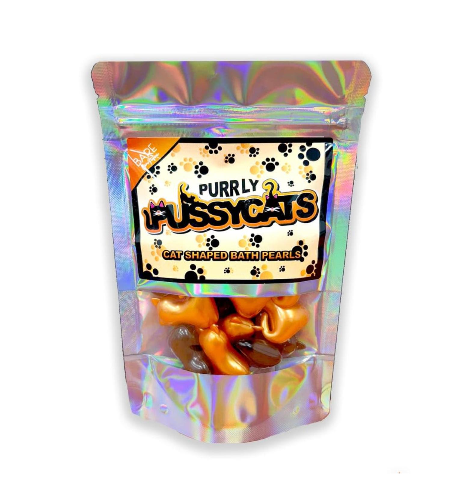 Purrly Pussycats. Cat Shaped Bath Pearls. Peach and Orchid and Strawberry Scented Black and Ginger Cats. Cat Themed Gift Gift for Cat Lovers Small Cat Gifts. Cat Stocking Filler.