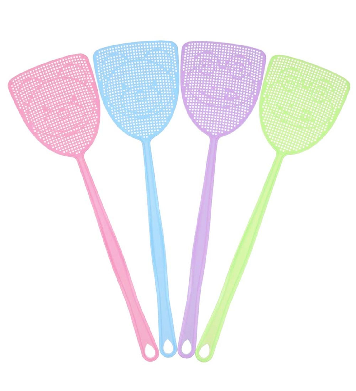 4 Pack Long Plastic Fly Swatters - Heavy Duty with Flexible Handle - Assorted Colors - Buy Online on GoSupps.com
