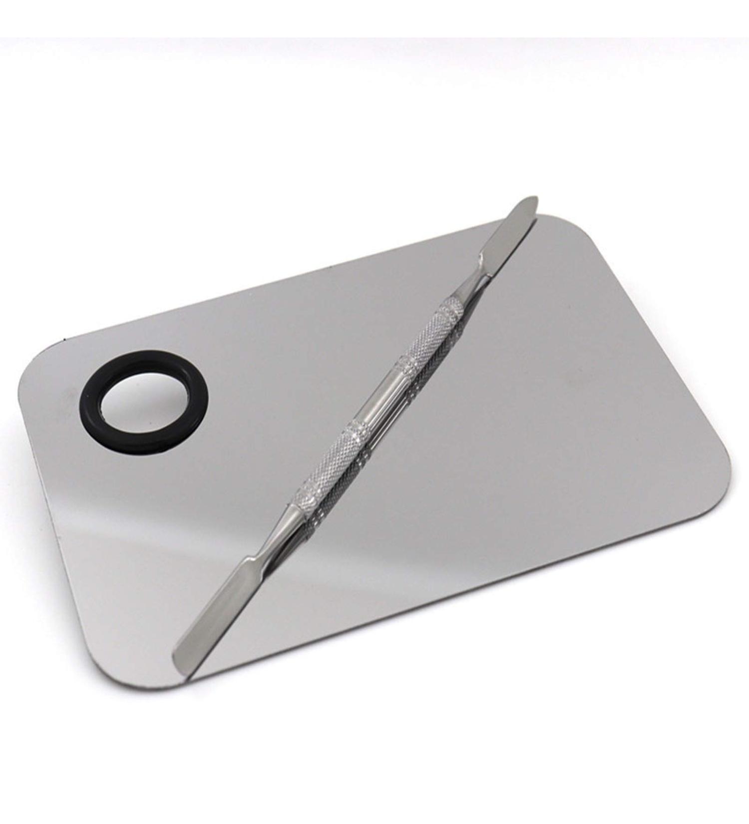 Stainless Steel Makeup Palette with Spatula for Professional Artists - 1PCS - Buy Online on GoSupps.com