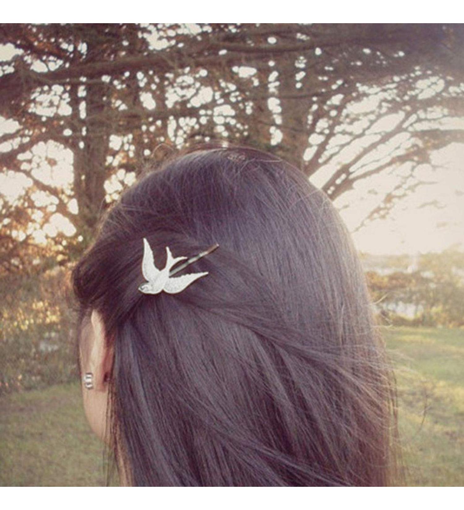 Shegirl Minimalist Hair Clips Elegant Hairpin Bird Maple Leaf Tree Branch Leaf Hair Accessories Multiple Style for Women and Girls Gift (Silver Bird)