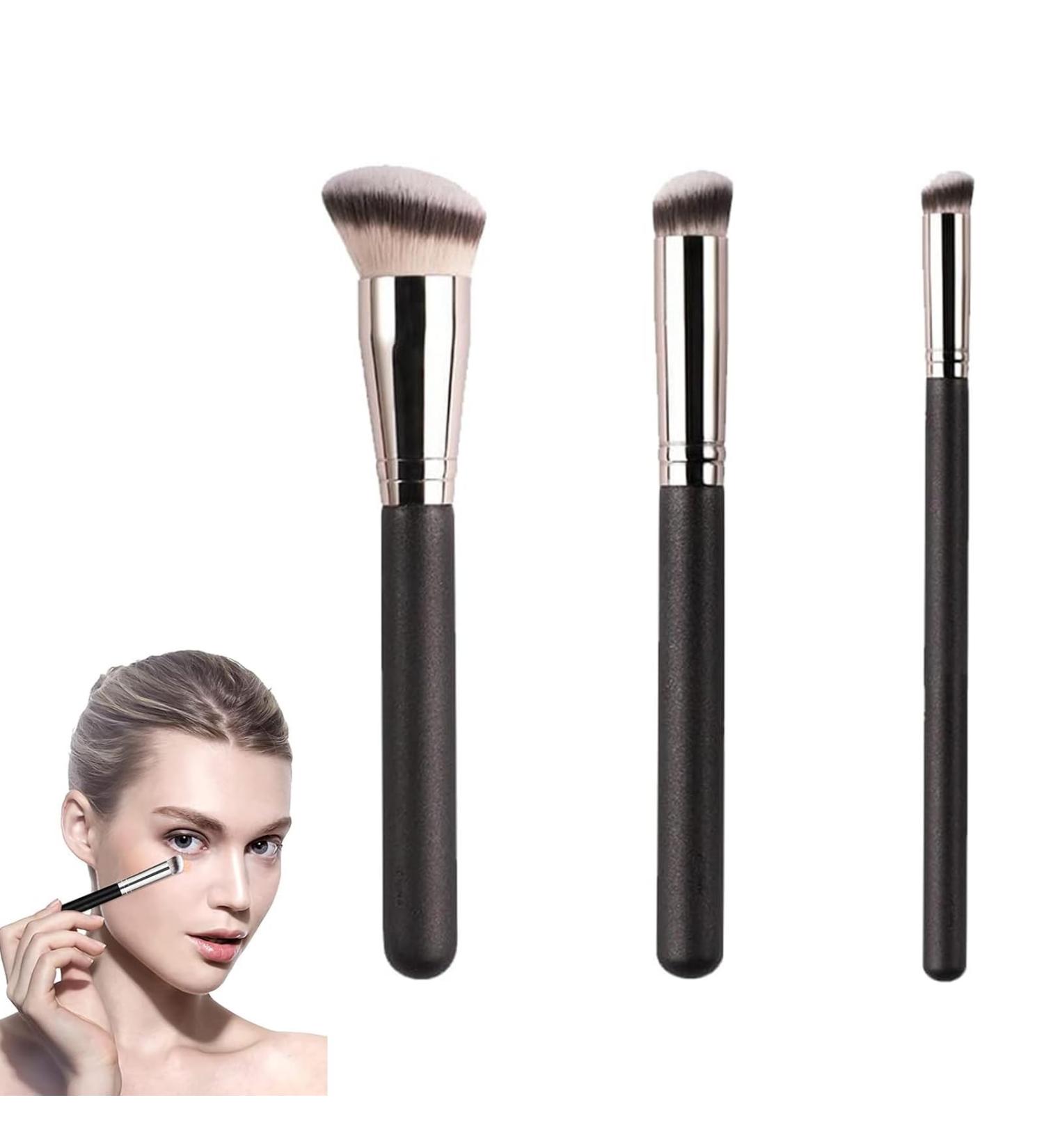 ZXCHOME Foundation Brush 3 Pieces Professional Make Up Contouring Brushes Concealer Brush with Soft Synthetic Fiber for Applying Liquid Foundation Blending Makeup on the Face - Buy Online on GoSupps.com