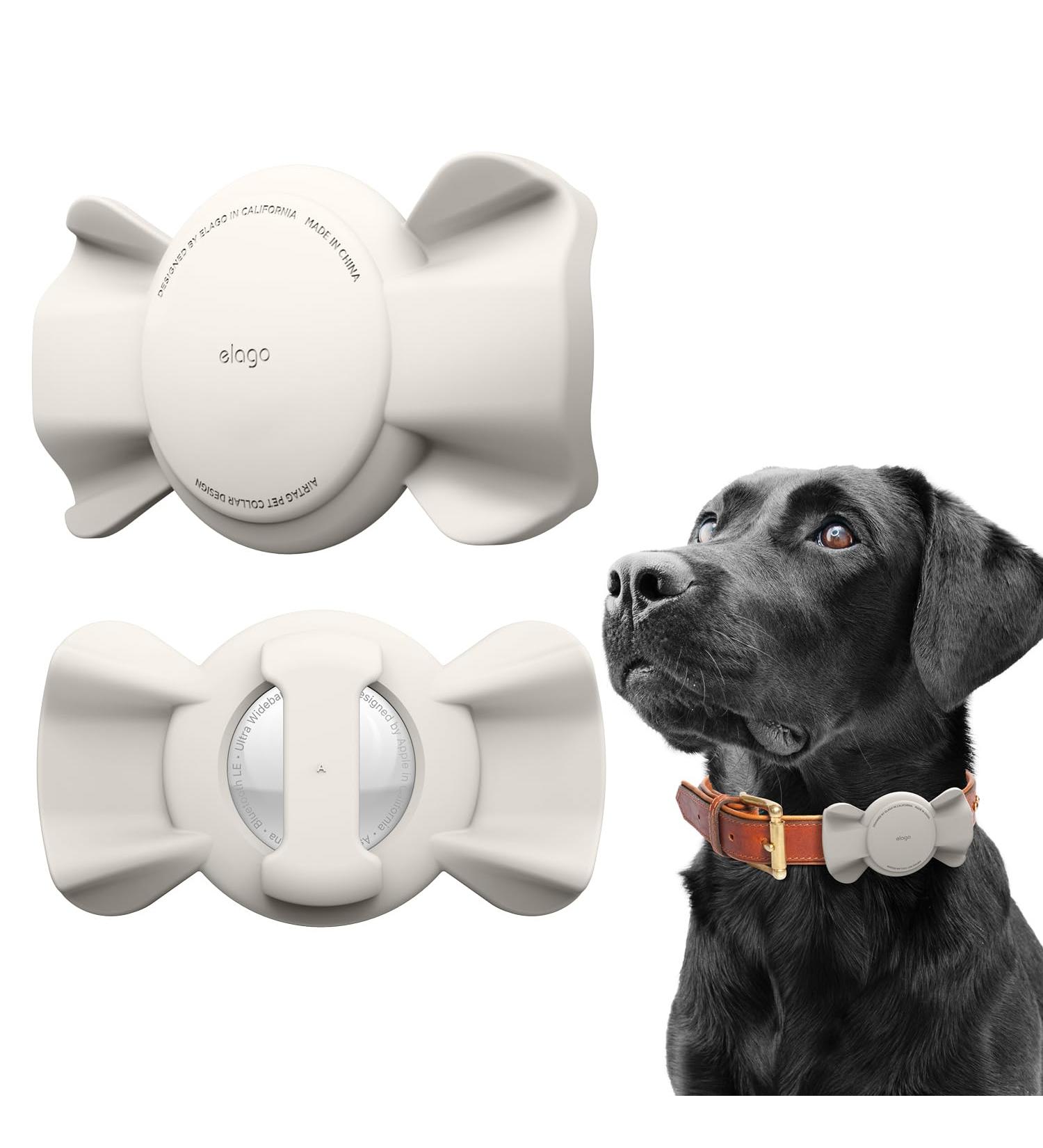 Shop Elago Ribbon Case for Pet Collars - Compatible with Apple Airtag | Cute Taupe Design for Dogs & Cats - Buy Online on GoSupps.com