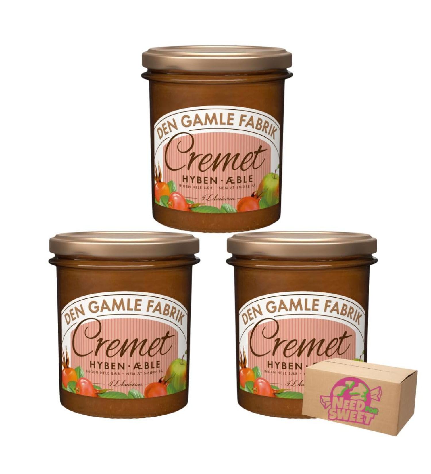 Needforsweet Den Gamle Fabrik Rosehip and Apple Jam 3 x 350 g - Danish Fruit Spread - Creamy and Fruity - Preservative Free - Family Pack - Buy Online on GoSupps.com