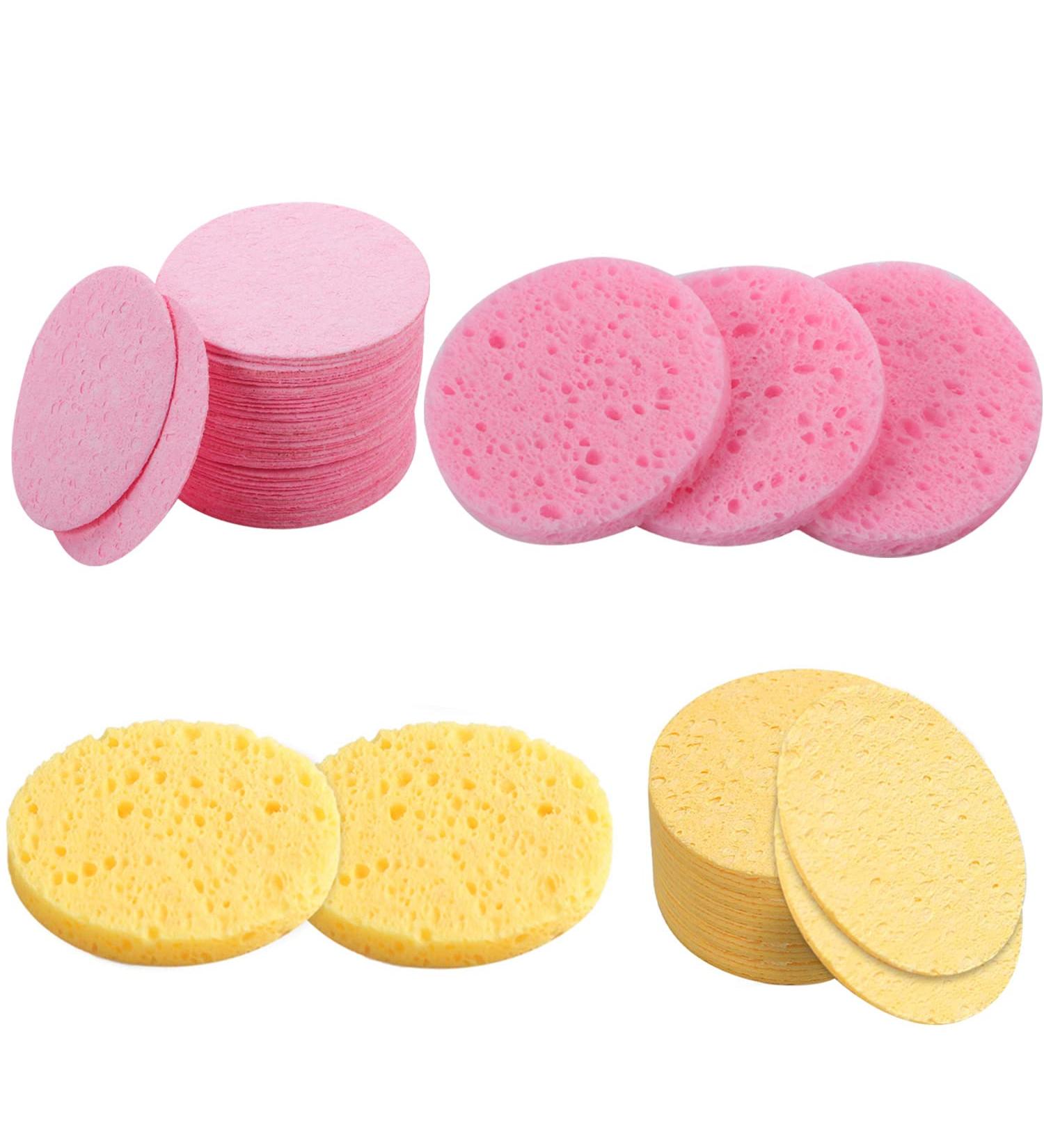 60 Pack Compressed Face Sponges - Washable Cellulose Facial Makeup Remover (Pink & Yellow) - International Shipping Available - Buy Online on GoSupps.com