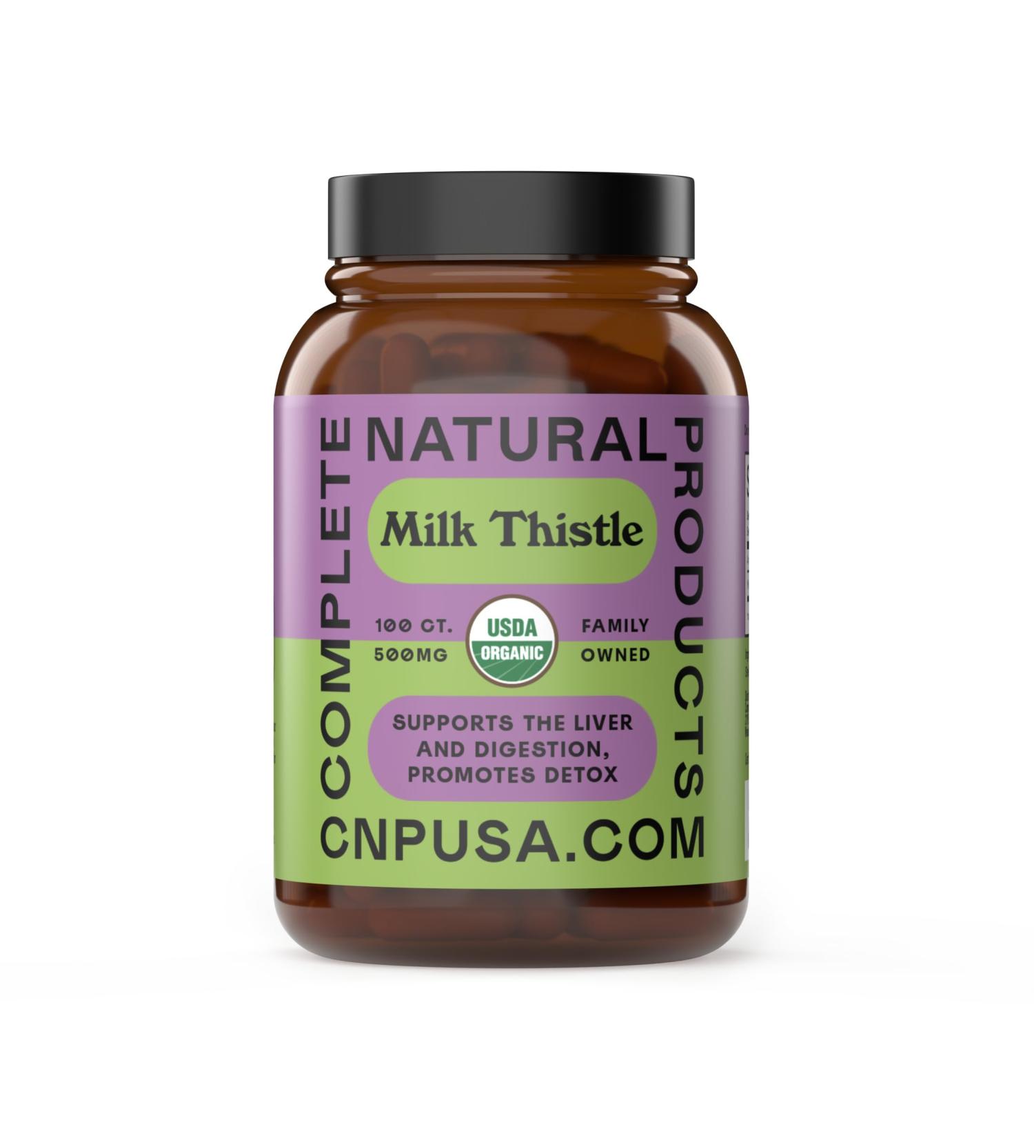 Complete Natural Products Pure Organic Milk Thistle Capsules - 500 mg Silymarin Powder 100 Pills 100 Count (Pack of 1) - Buy Online on GoSupps.com