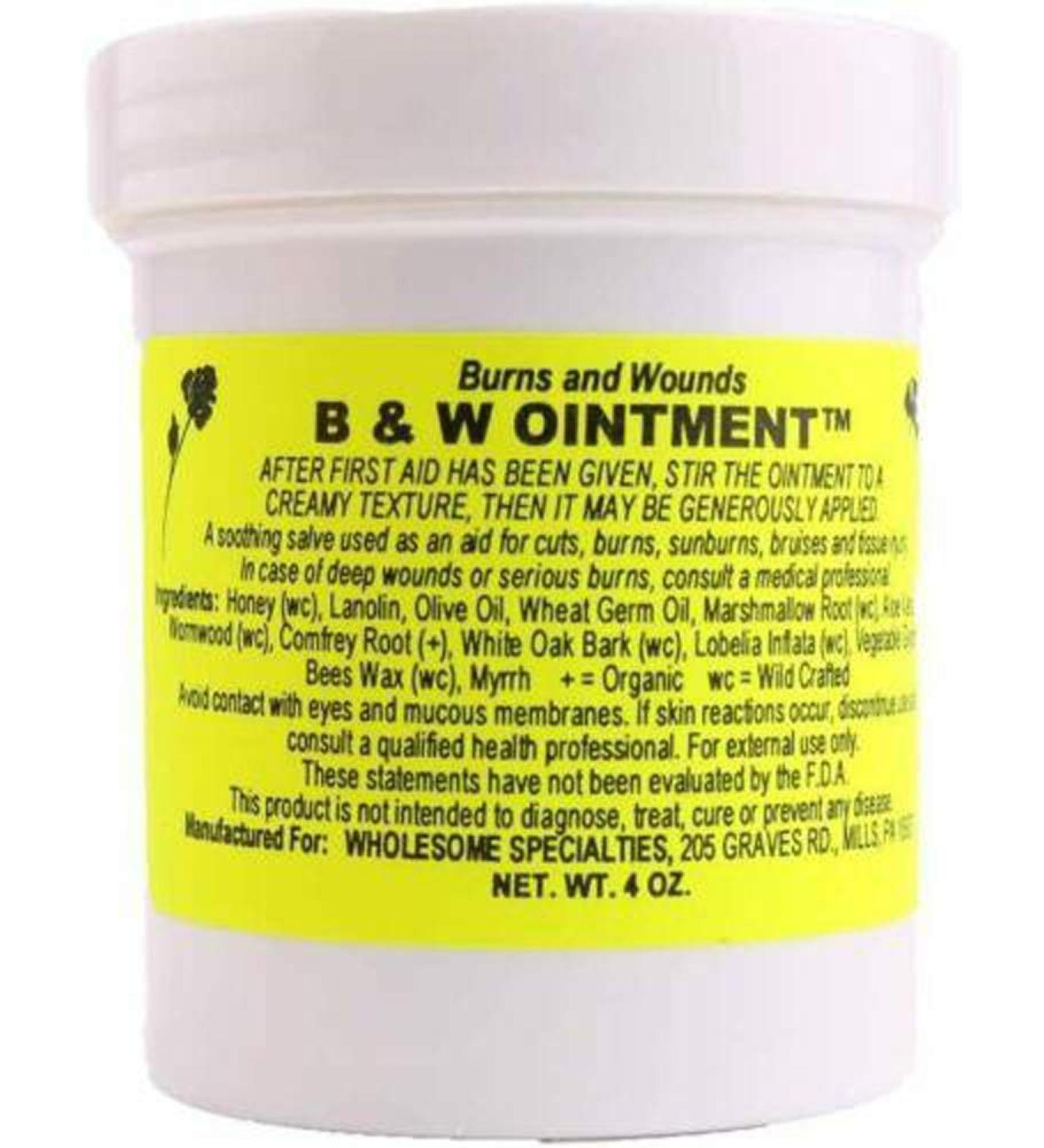 B&W Burn and Wound Ointment 4oz - Amish Made Natural Salve - Buy Online on GoSupps.com