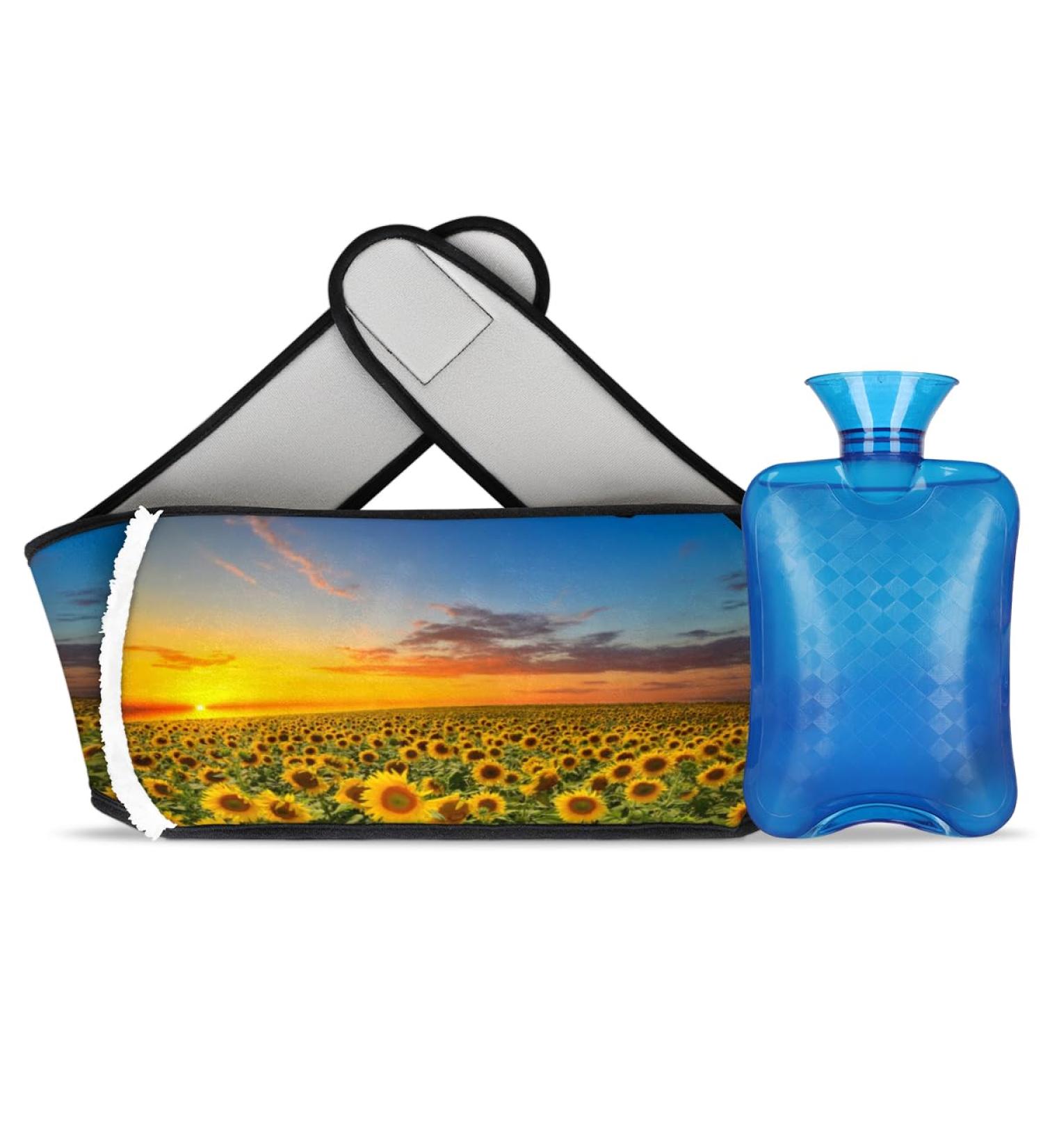 Sunflower Design Heat Bottle - Soft Waist Cover Hot Water Bag for Back Neck Legs & Shoulders | International Shipping Available - Buy Online on GoSupps.com