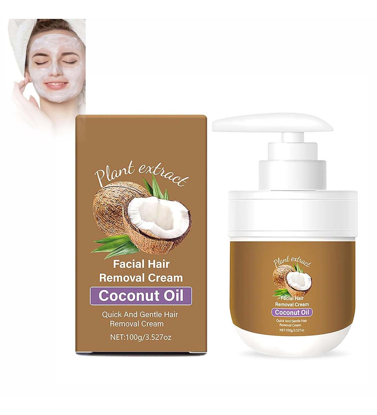 Coconut Oil Facial Hair Removal Cream Cr me d pilatoire l'huile de coco huiles d pilatoires naturelles Cr me d pilatoire intime sans douleur Convient Tous les Types de Peau - Buy Online on GoSupps.com