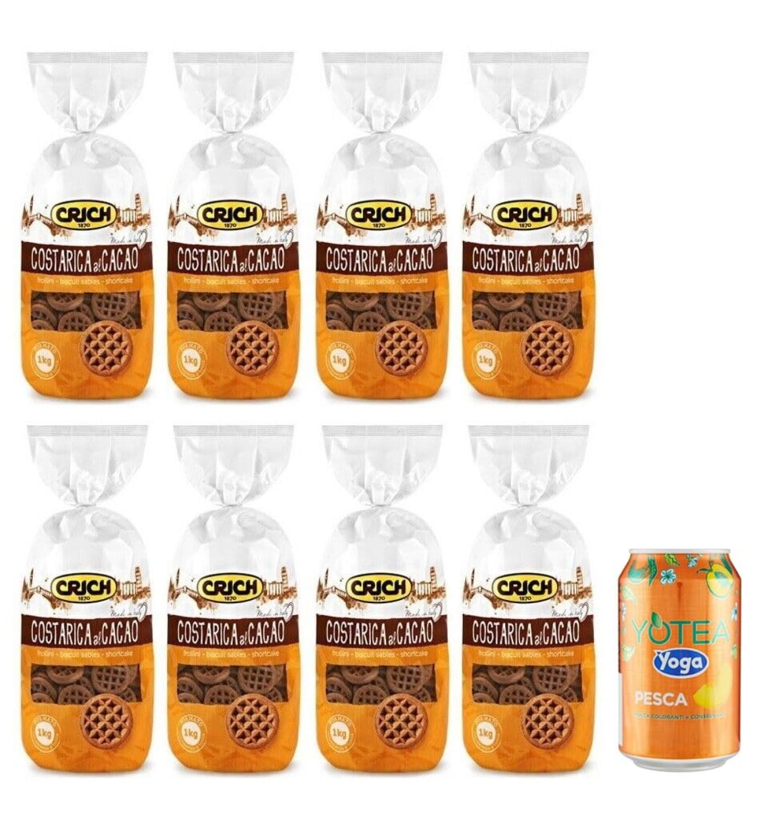 Pack of 8 Crich Costarica al Cacao Biscuits Cocoa Biscuits 1 kg bag + 1 can of Peach Yoga Iced Tea 330 ml - Buy Online on GoSupps.com