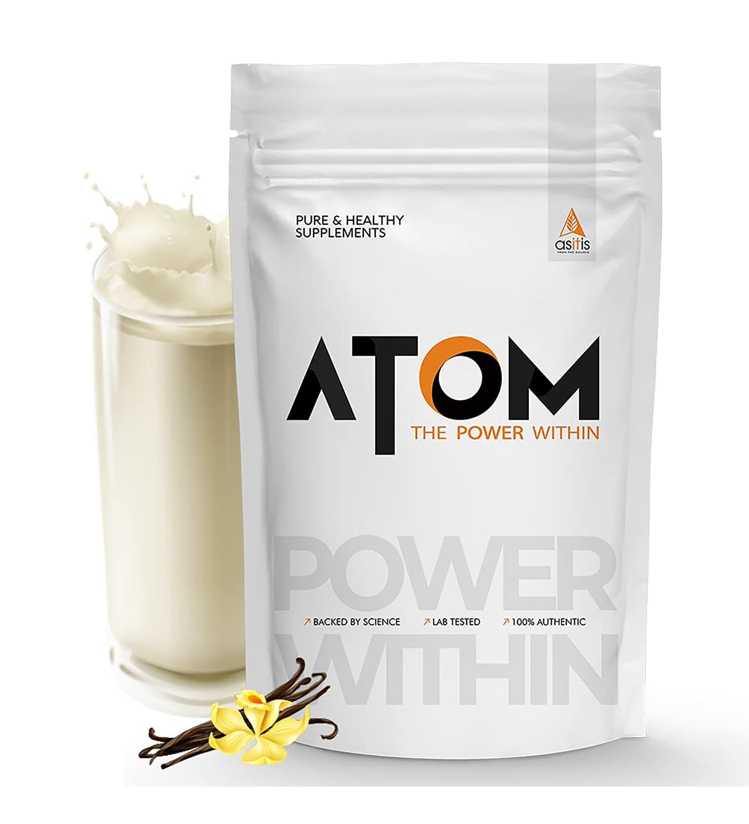 Asitis Nutrition Atom Whey Protein 1kg - French Vanilla | 27g Protein | Digestive Enzymes | Labdoor Certified - Buy Online on GoSupps.com