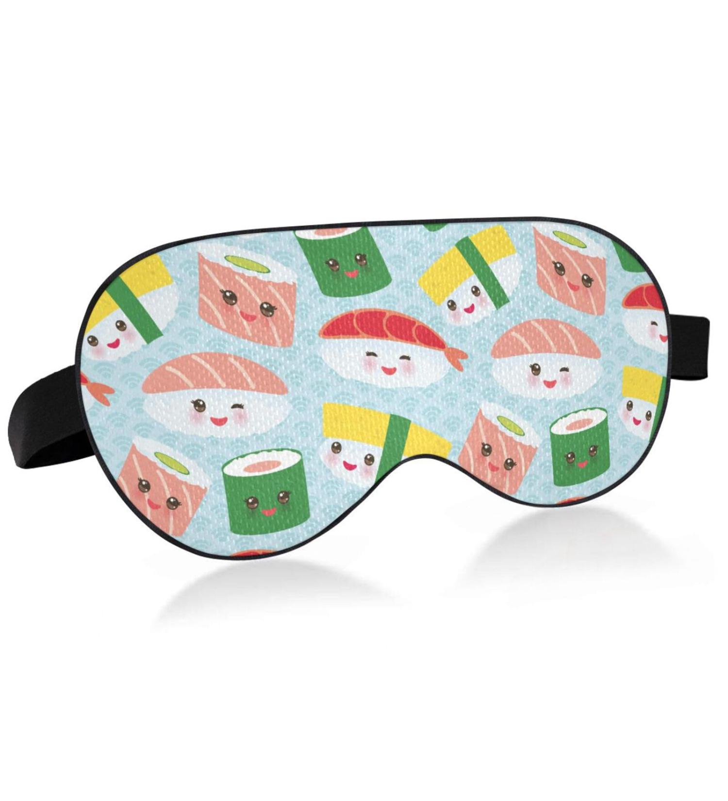 Funny Sushi Rolls Sleep Mask | Light Blocking Eye Cover for Sleeping | Adjustable Soft Lightweight Blindfold for Men & Women | Perfect for Travel & Naps - Buy Online on GoSupps.com