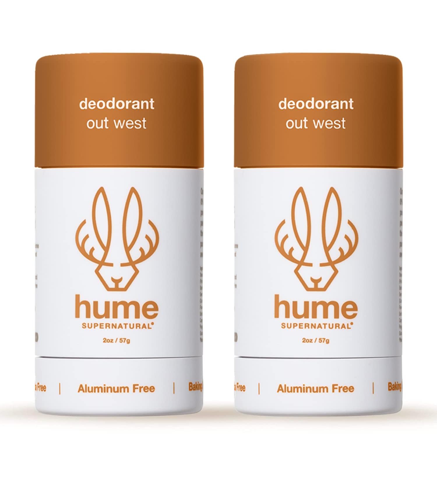 Hume Supernatural Aluminum Free Deodorant for Women & Men - Probiotic and Plant-Based Long-Lasting Moisture Absorbing - Clean and Effective (Out West - 2-Pack) Out West - 2 pack - Buy Online on GoSupps.com