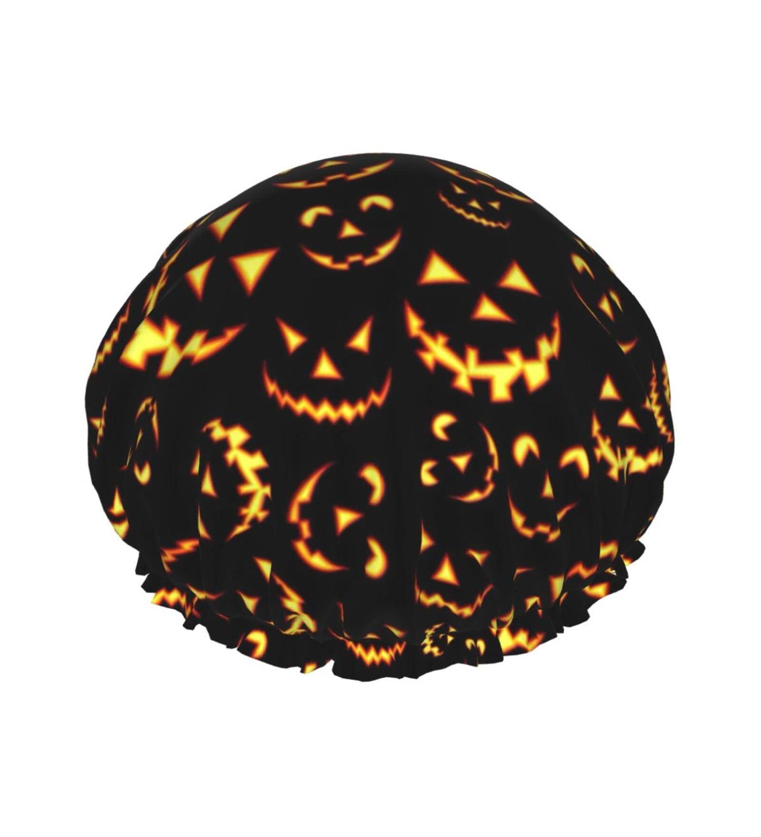 Happy Halloween Printed Waterproof Shower Cap - Fits All Head Sizes & Hair Textures | Women's Bath Cap - Buy Online on GoSupps.com
