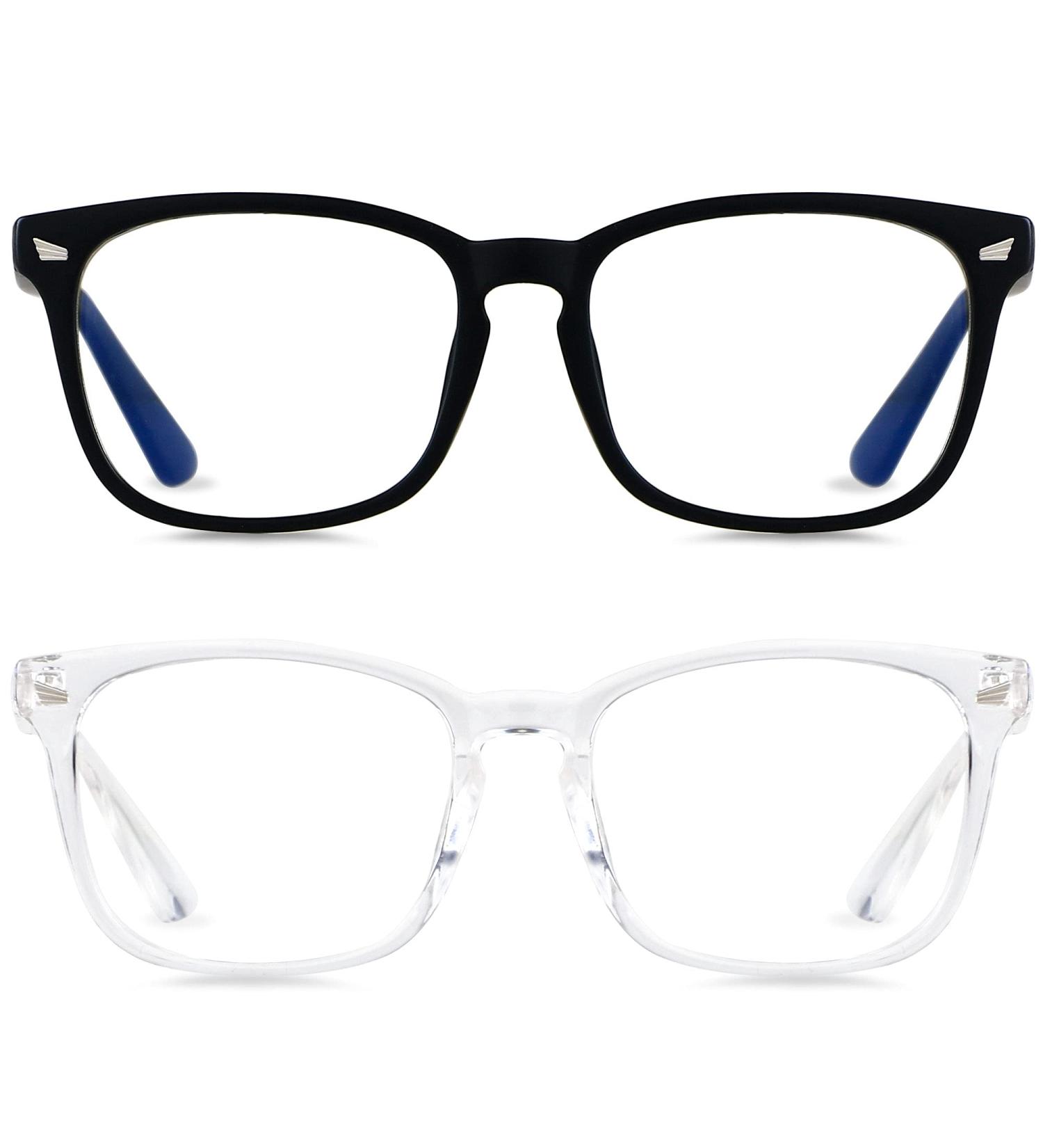 2-Pack Blue Light Glasses for Women Men | Computer Blocking Clear Anti-Blue Light Lens | Nerd Style | Reduce Eye Strain | Black Crystal Frame - Buy Online on GoSupps.com