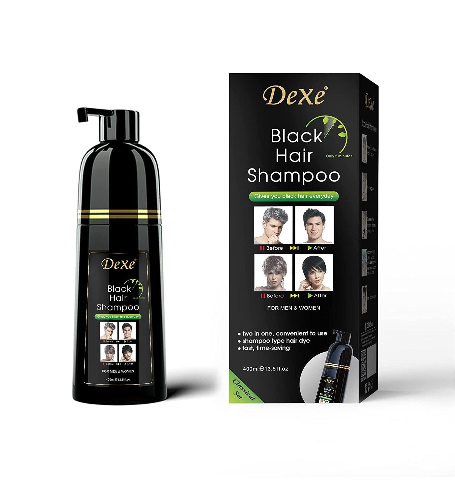 Instant Black Hair Shampoo - 100% Gray Coverage Easy 3 in 1 Dye for Men & Women - 400ml Pack - Quick & Long-Lasting Results - Buy Online on GoSupps.com