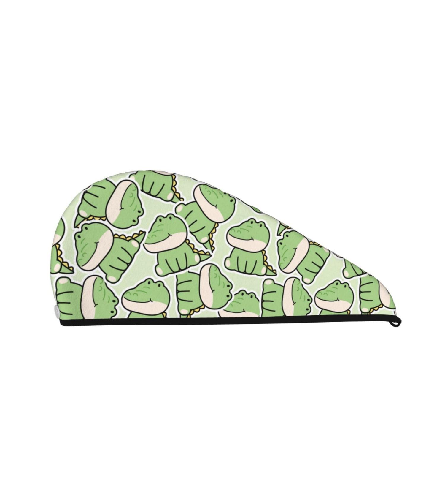 Cute Crocodile Microfiber Hair Towel - Soft Super Absorbent Coral Velvet Wrap for Women | Quick Dry Cap for Long Curly & Thick Hair - Buy Online on GoSupps.com