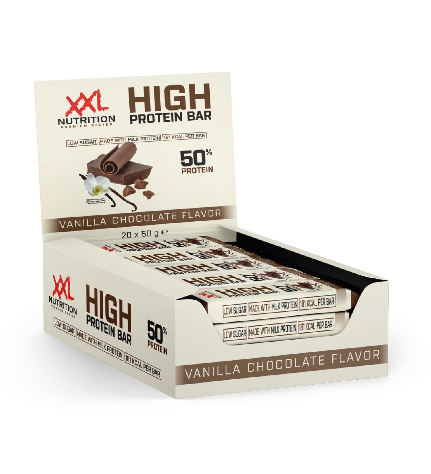 XXL Nutrition High Protein Bar 2.0 - Vanilla Chocolate 20 Pack | Best Protein Snack for Optimal Nutrition - Buy Online on GoSupps.com