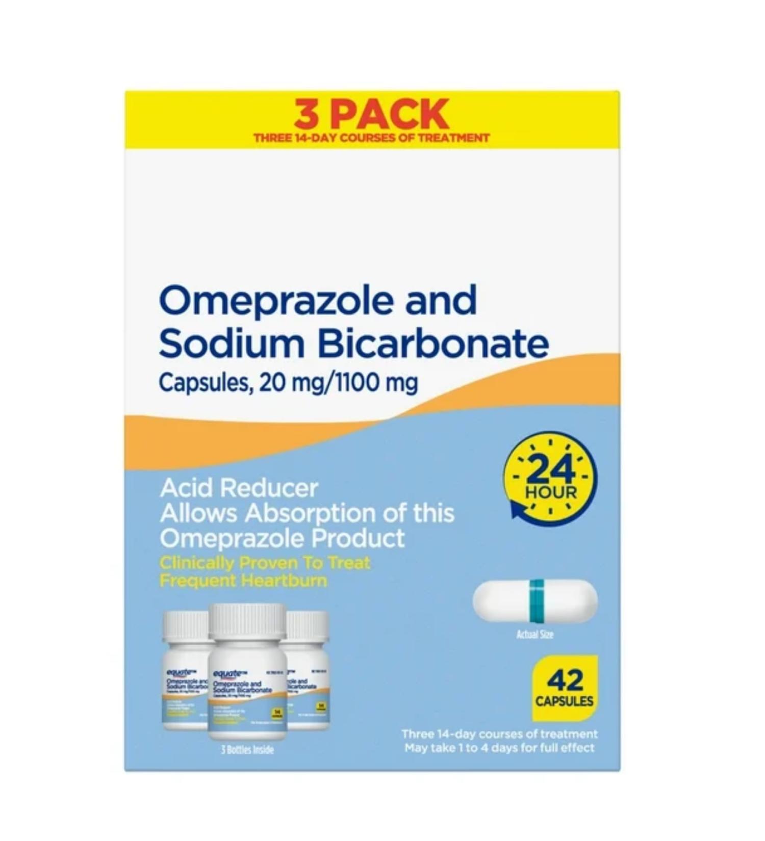 SEDLAV Omeprazole and Sodium Bicarbonate Capsules Acid Reducer 20 mg/1100 mg 42 Count Sticker