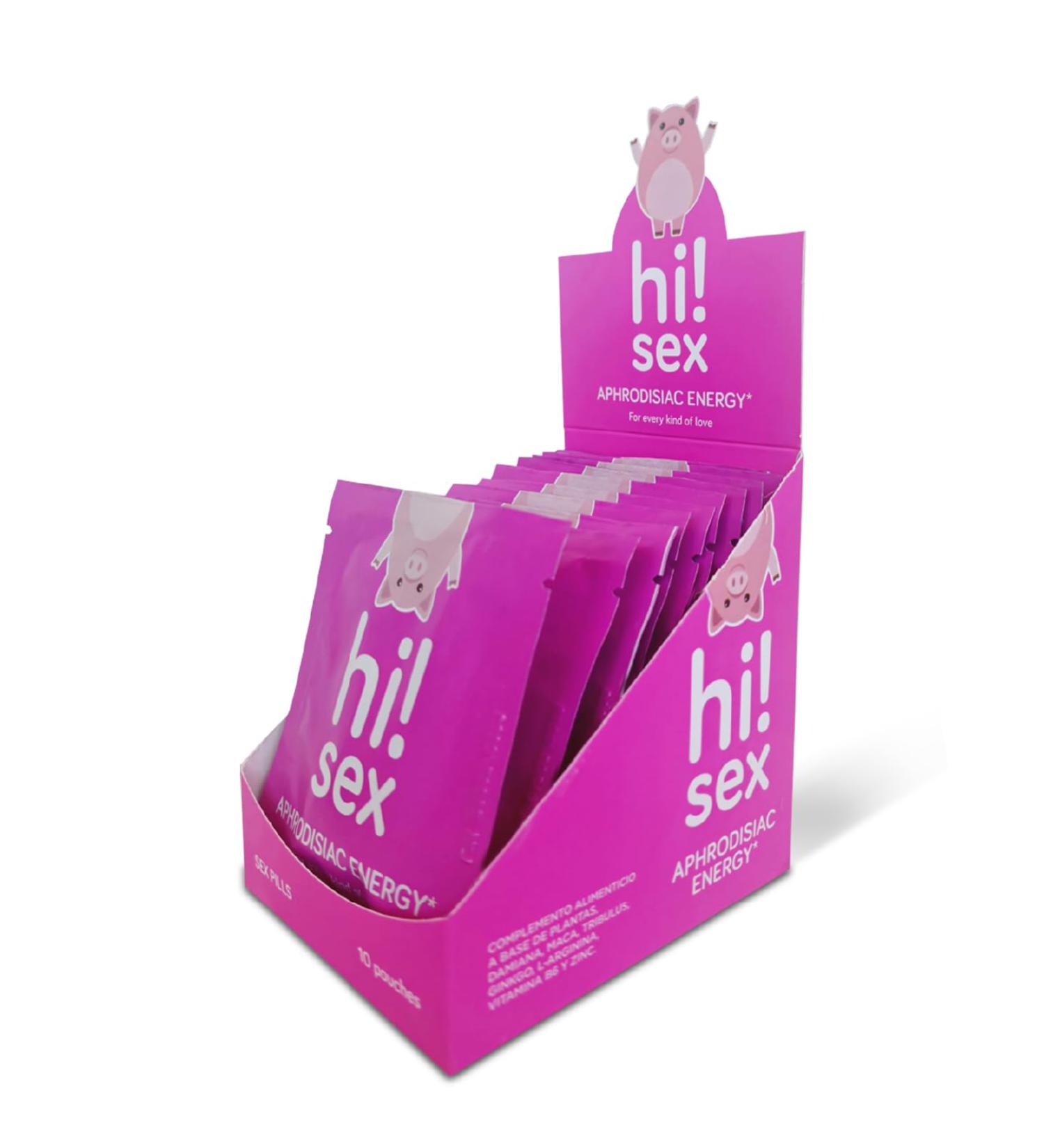 Hi!Sex Natural aphrodisiac with maca tribulus and ginseng by sexief Increases libido and sexual energy and testosterone in men and women Box of 10 sachets x 4 capsules - Buy Online on GoSupps.com