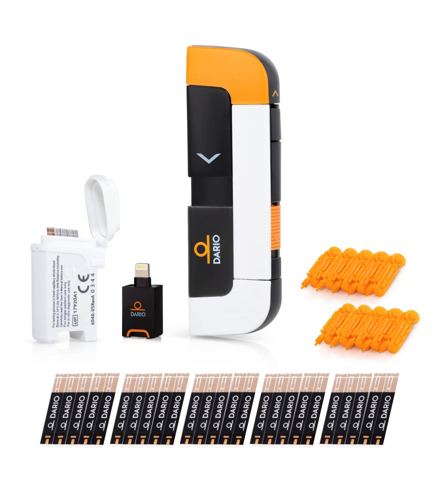 DARIO Blood Glucose Monitor Kit | Test Blood Sugar Levels & Manage Diabetes | Includes Glucose-Meter, 25 Strips, 10 Lancets - Buy Online on GoSupps.com