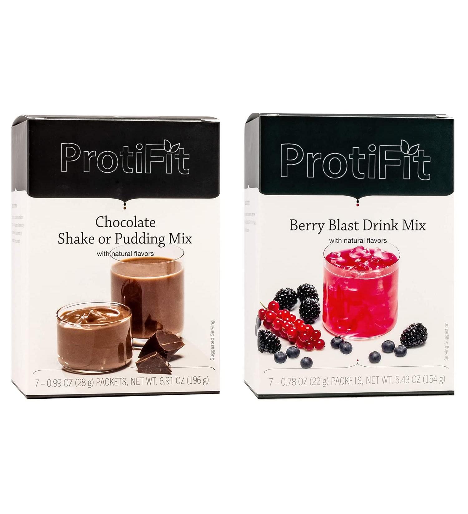 PROTIFIT - Meal Replacement Chocolate Shake & High Protein Berry Blast Fruit Drink Gluten Free Keto Low Calorie Low Carb Weight Loss Food Bariatric Diet Ideal Protein Compatible 14 Total Servings - Buy Online on GoSupps.com